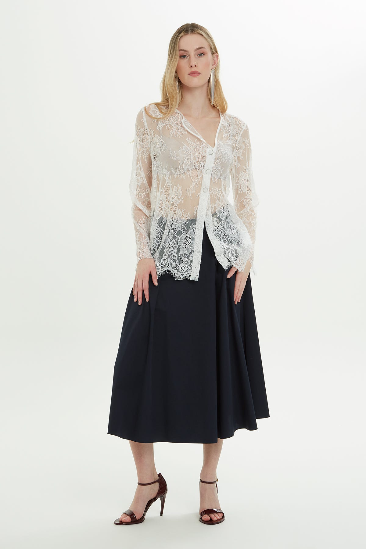 Asimetrik Transparan Bluz