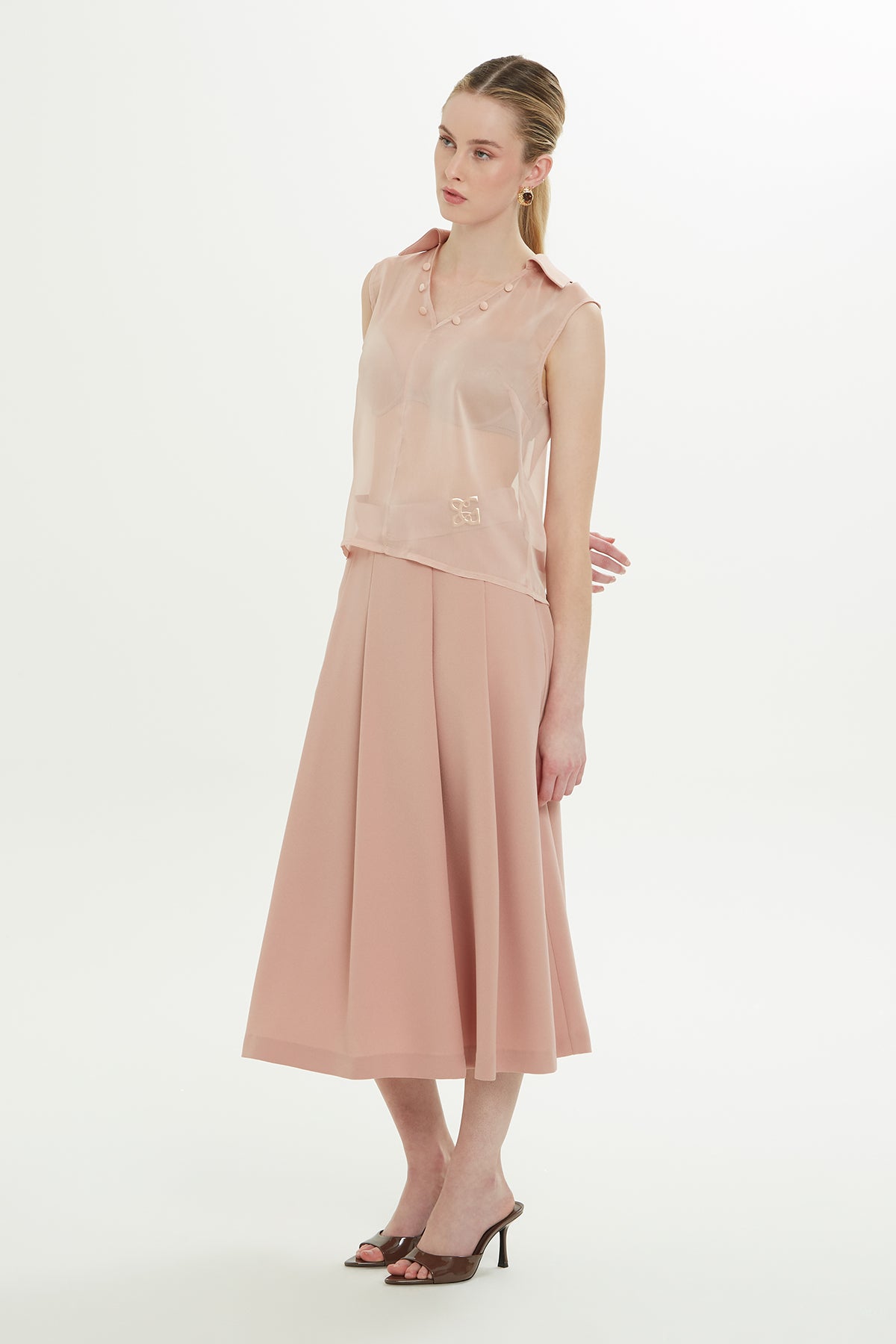 Arkası Fermuarlı Transparan Bluz