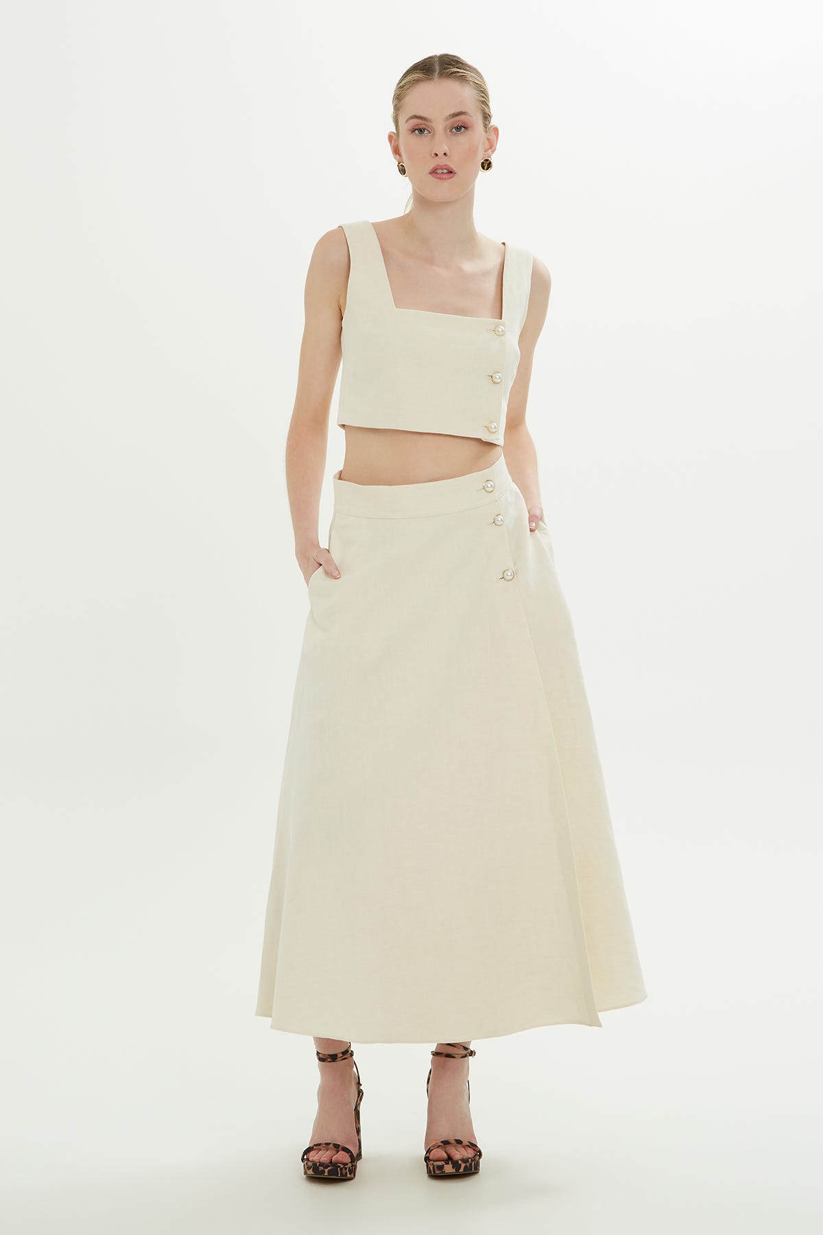 Kalın Askılı Kemik Crop Bluz