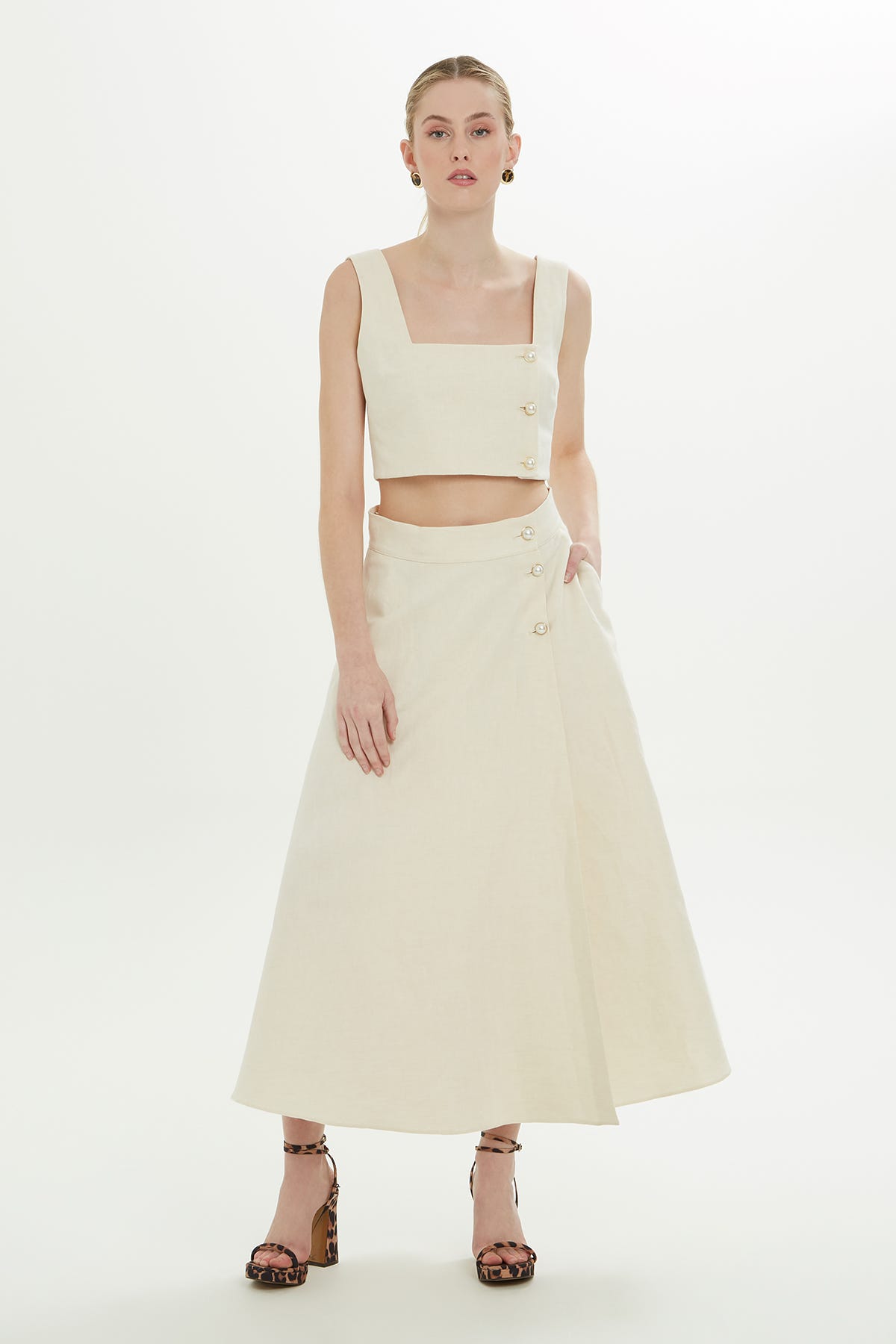 Kalın Askılı Kemik Crop Bluz