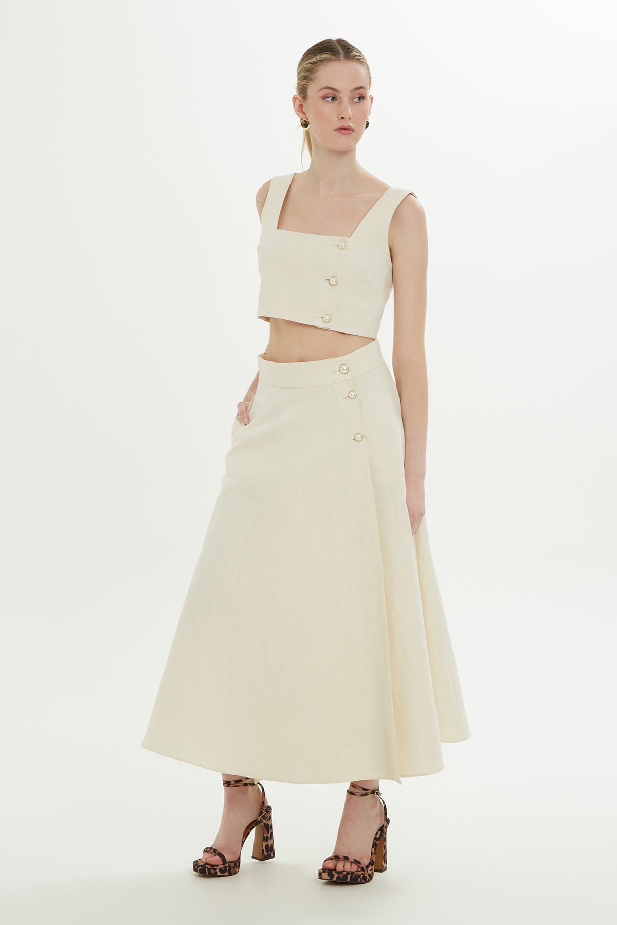 Kalın Askılı Kemik Crop Bluz