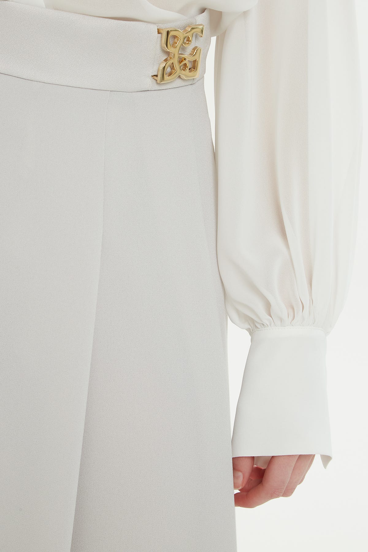 Pili Katlamalı Astarlı Midi Etek