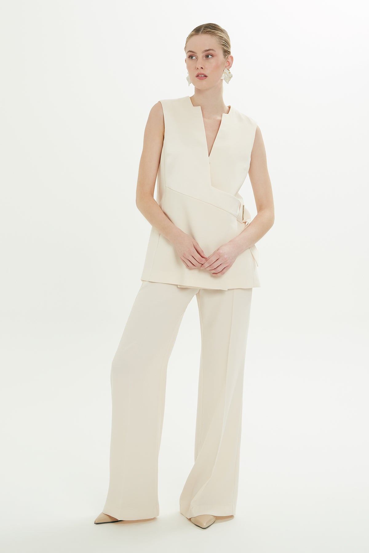 V Yakalı Astarlı Yelek