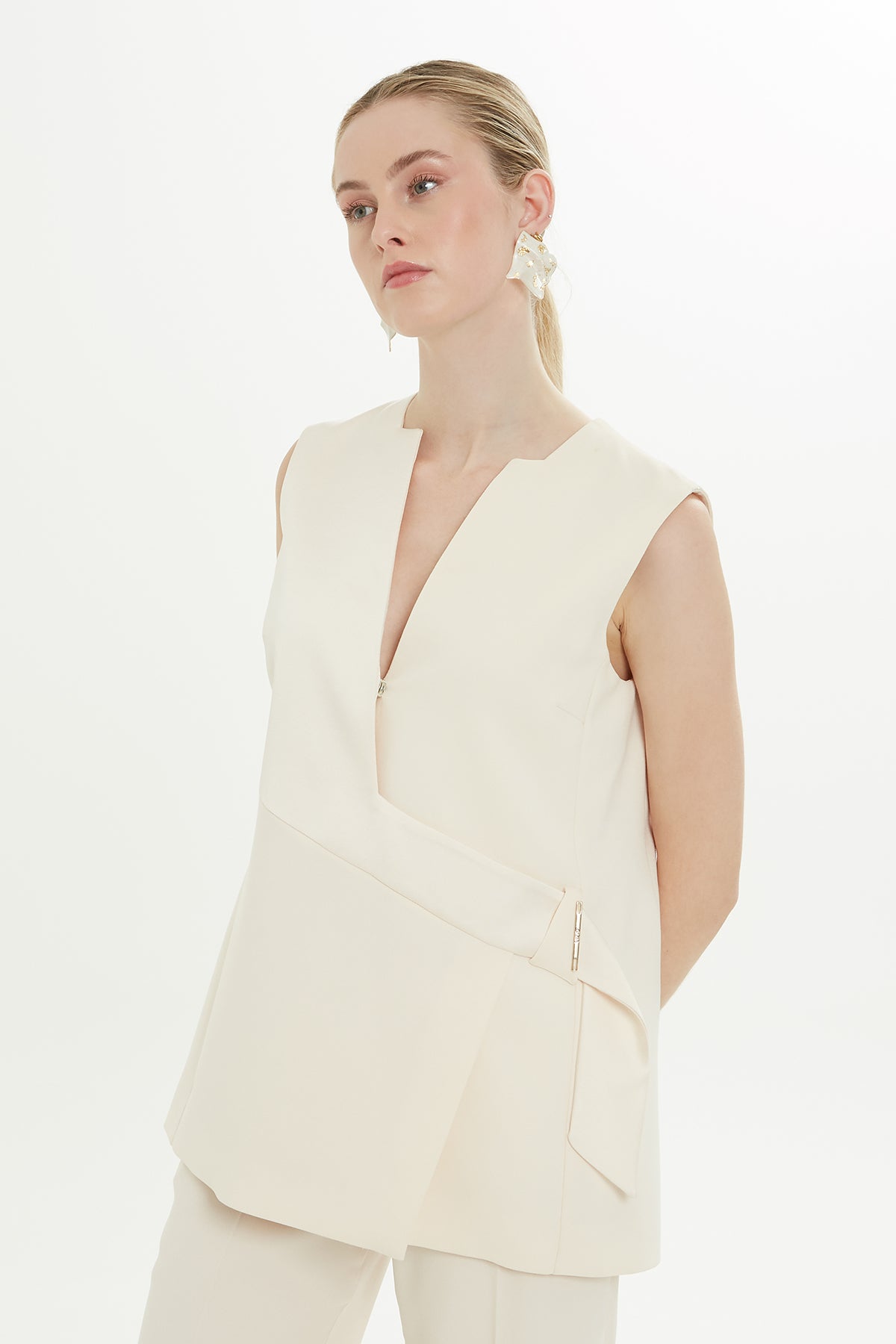 V Yakalı Astarlı Yelek