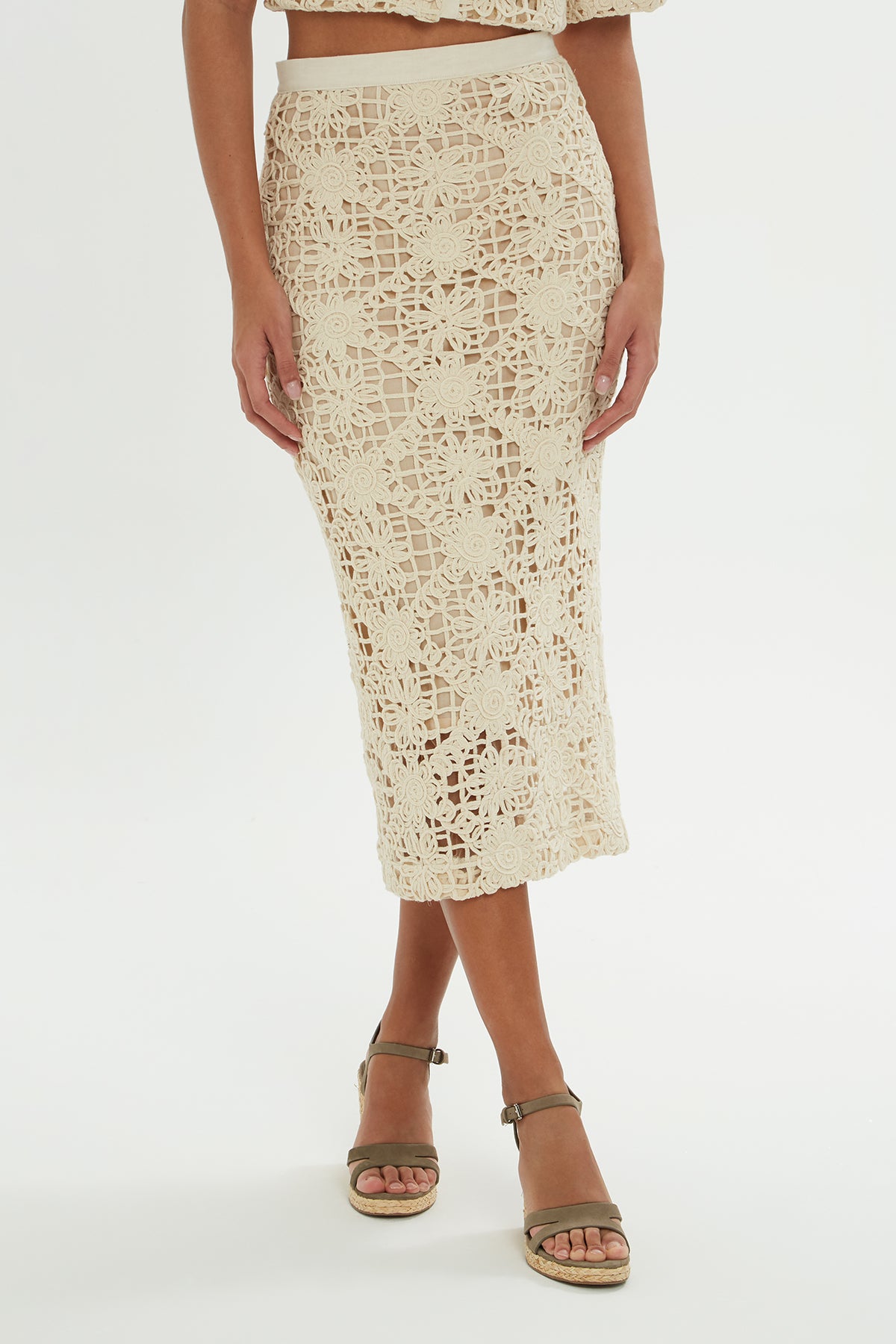 Yırtmaçlı Midi Kalem Etek