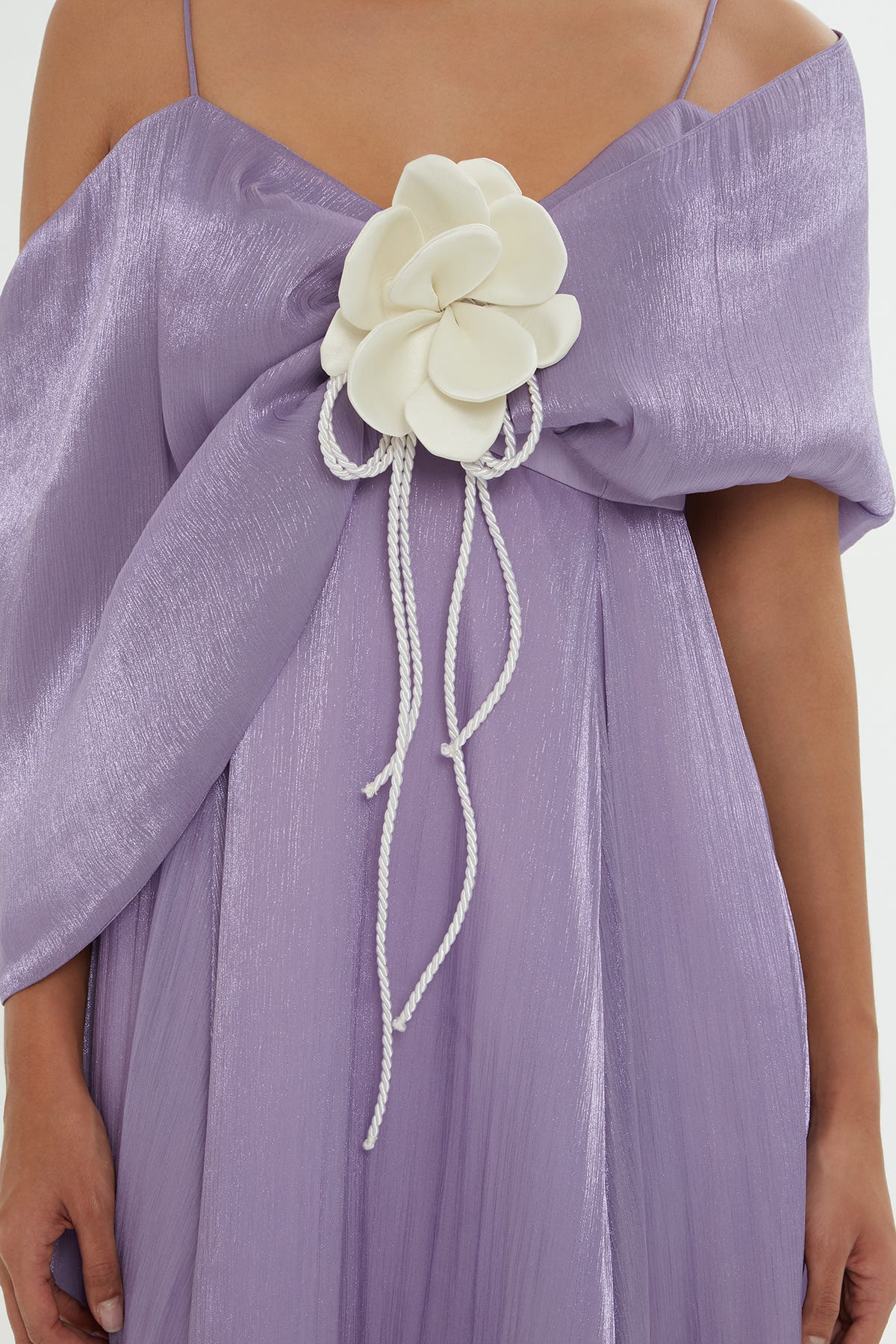 Omuz Drapeli Uzun Elbise