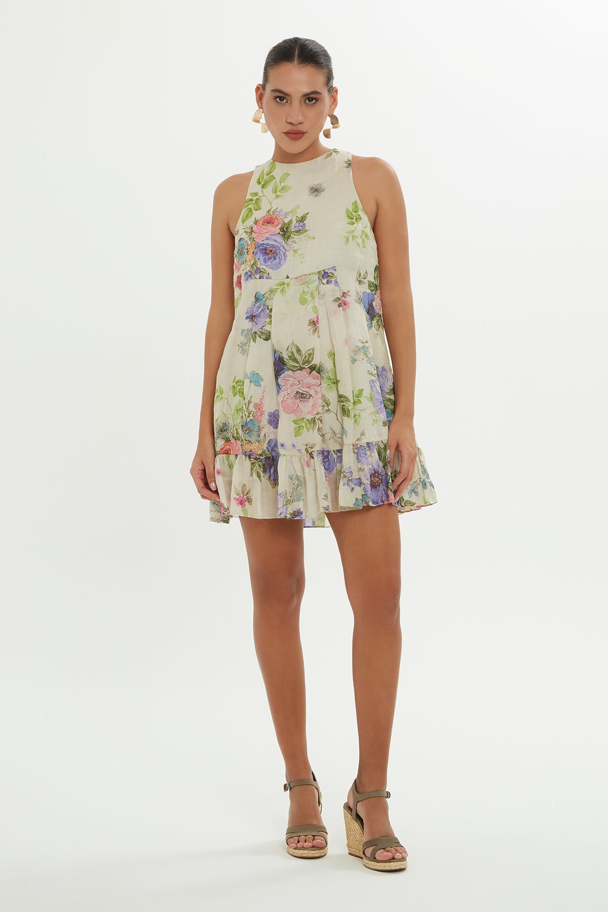 Sırtı Dantel Detaylı Mini Elbise