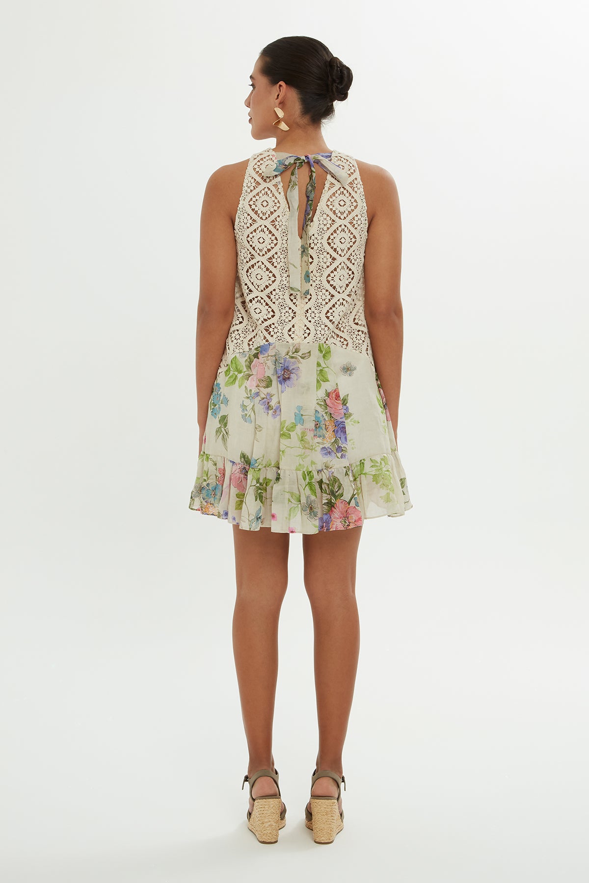 Sırtı Dantel Detaylı Mini Elbise