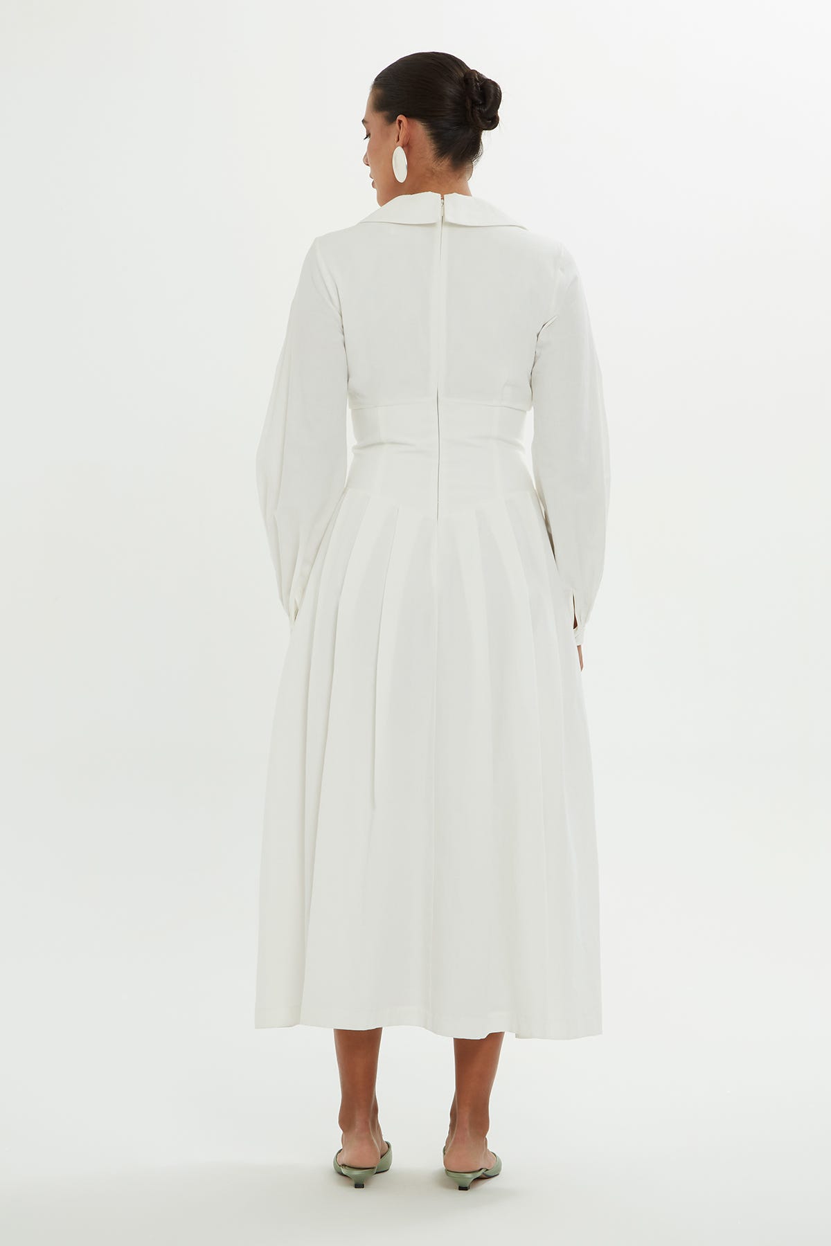 Korsajlı Nakışlı Midi Elbise