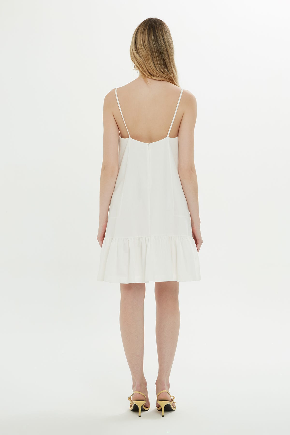 Çiçek Detaylı Volanlı Kısa Elbise