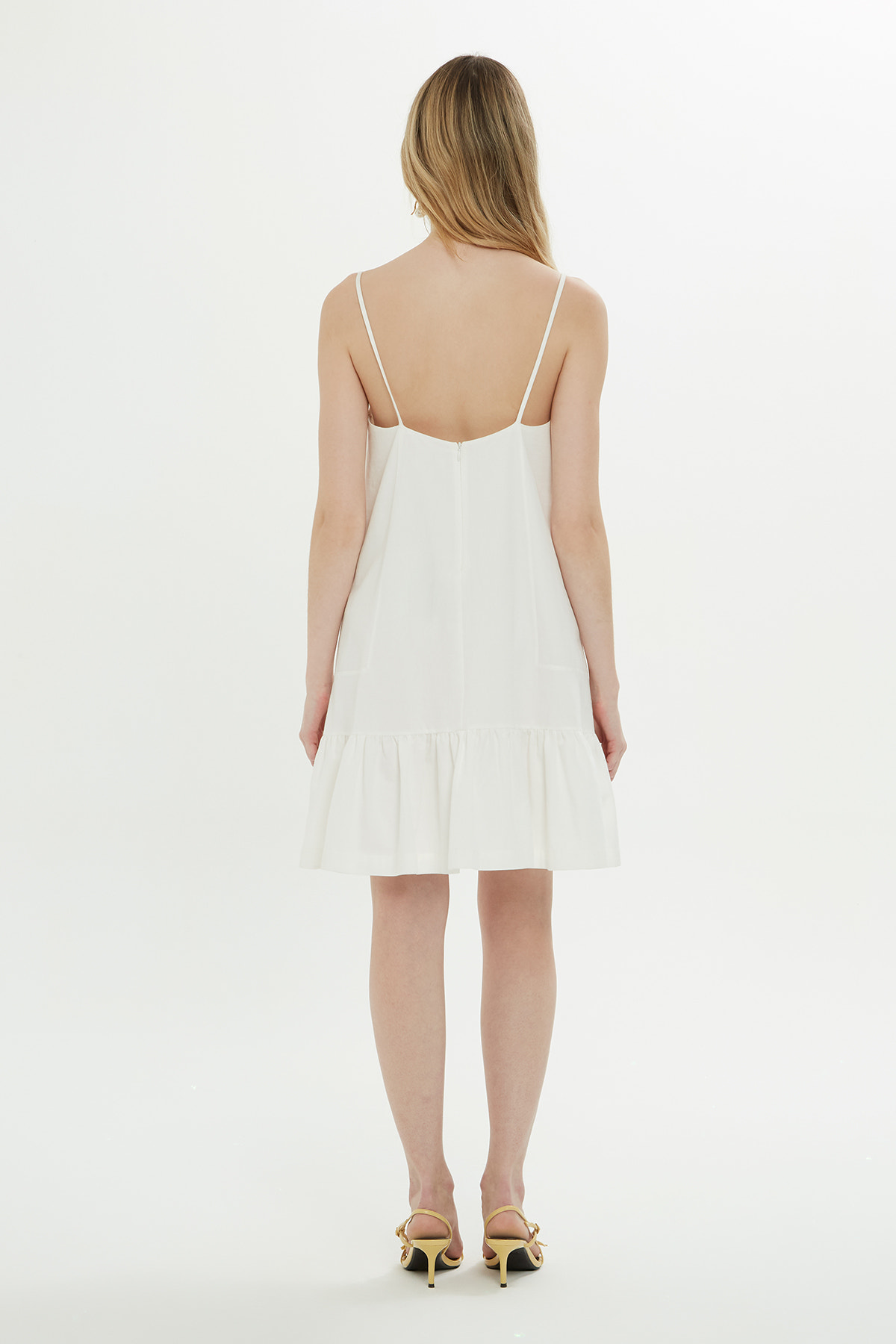 Çiçek Detaylı Volanlı Kısa Elbise