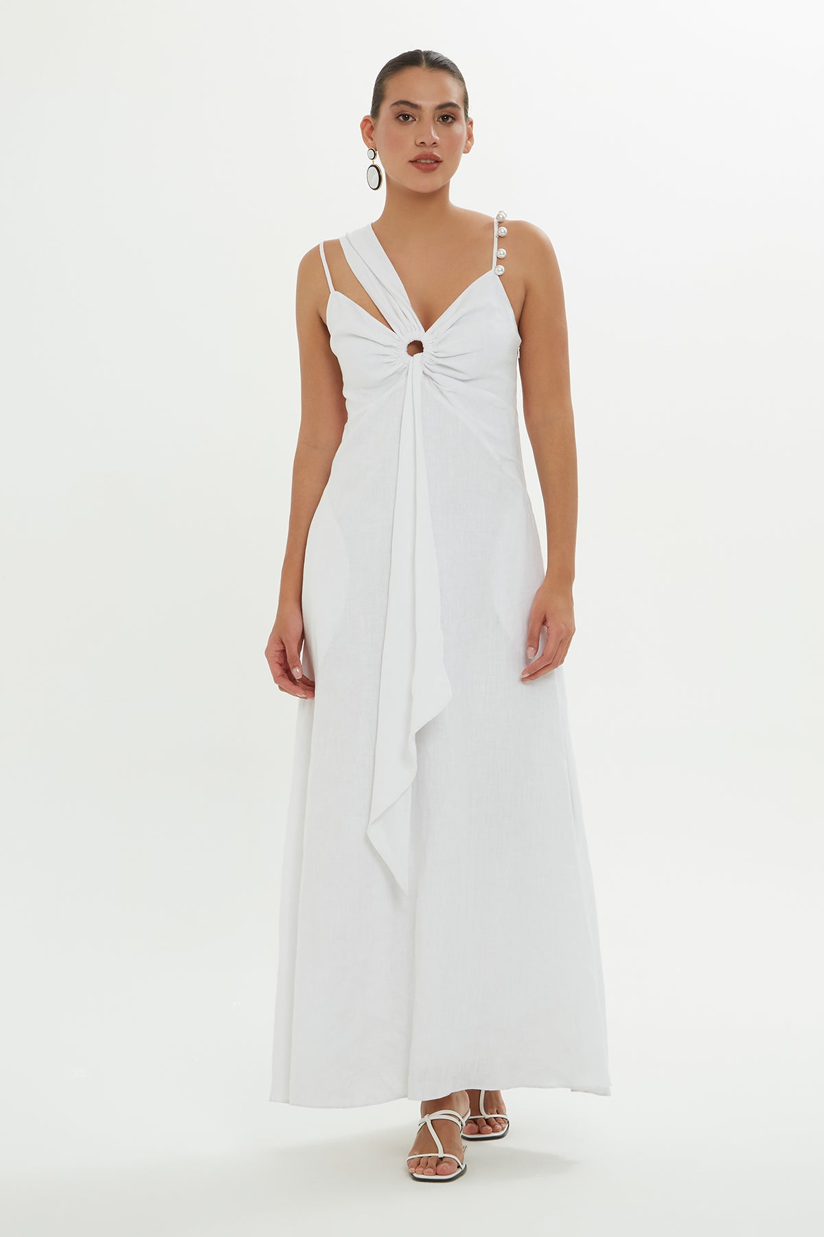 Kol Detaylı Uzun Elbise