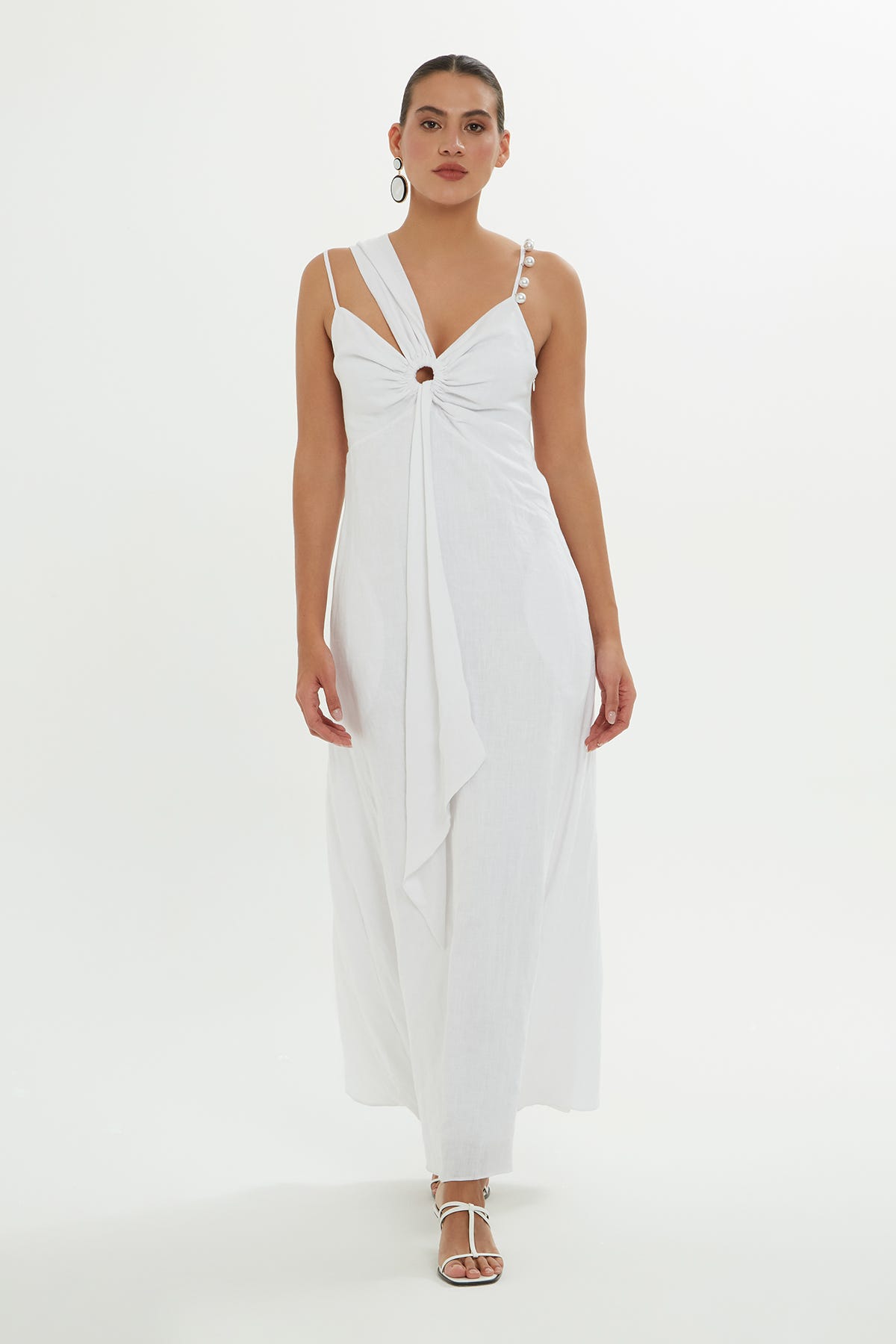 Kol Detaylı Uzun Elbise