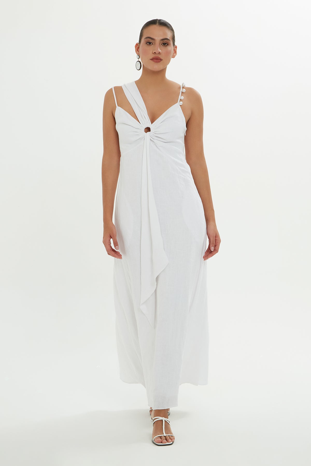 Kol Detaylı Uzun Elbise