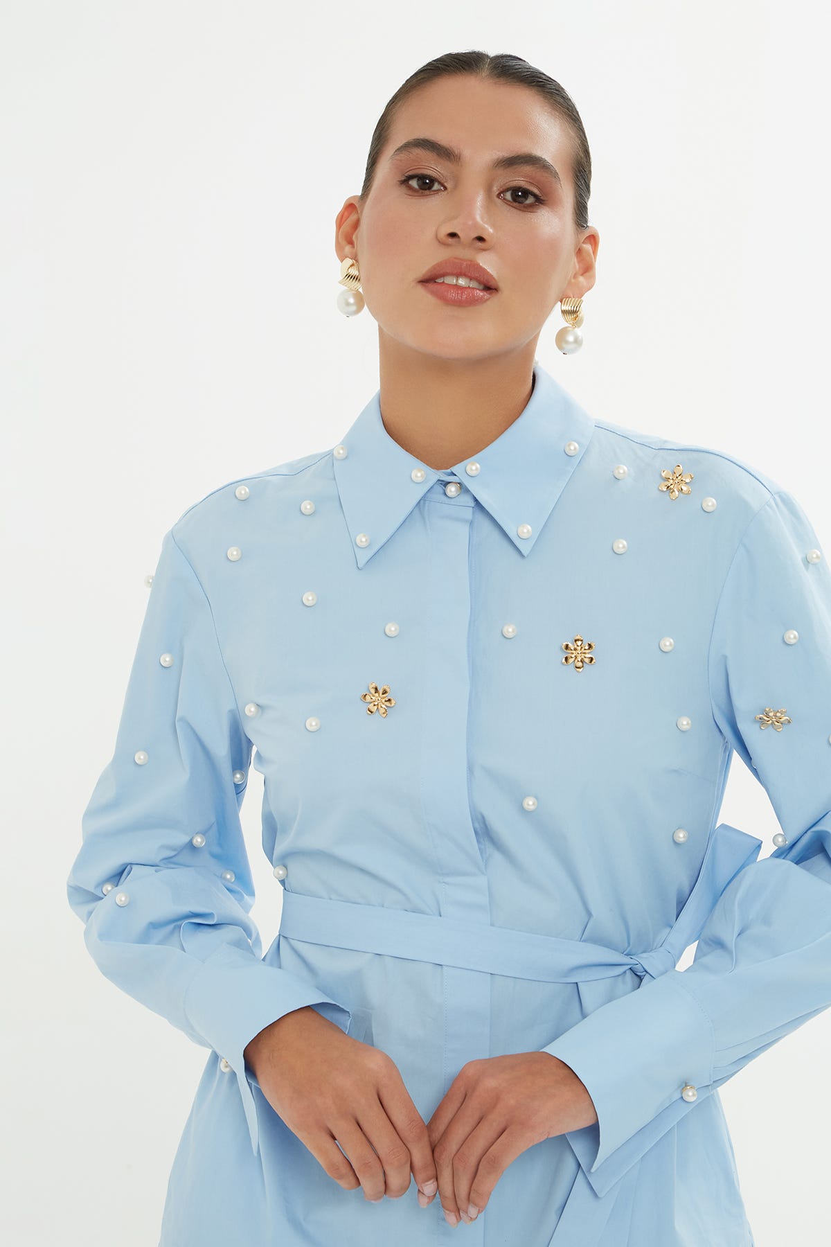 Etek Ucu Pili Kaşeli Mini Elbise