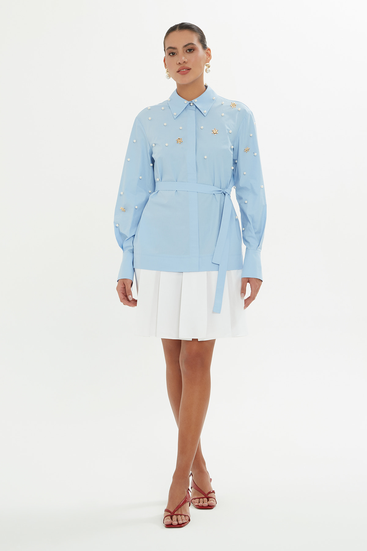 Etek Ucu Pili Kaşeli Mini Elbise