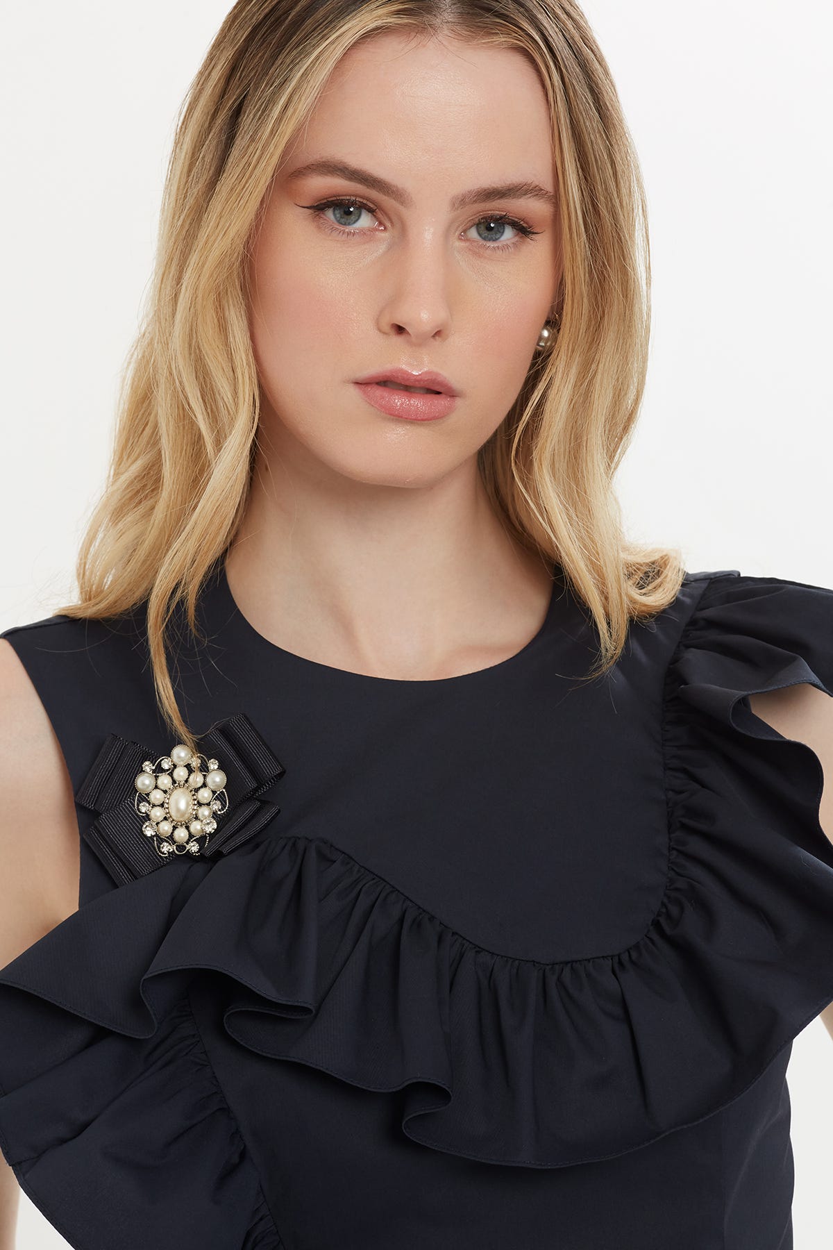 Volan Detaylı Mini Elbise