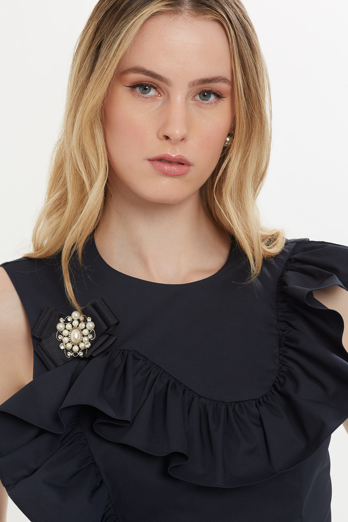 Volan Detaylı Mini Elbise