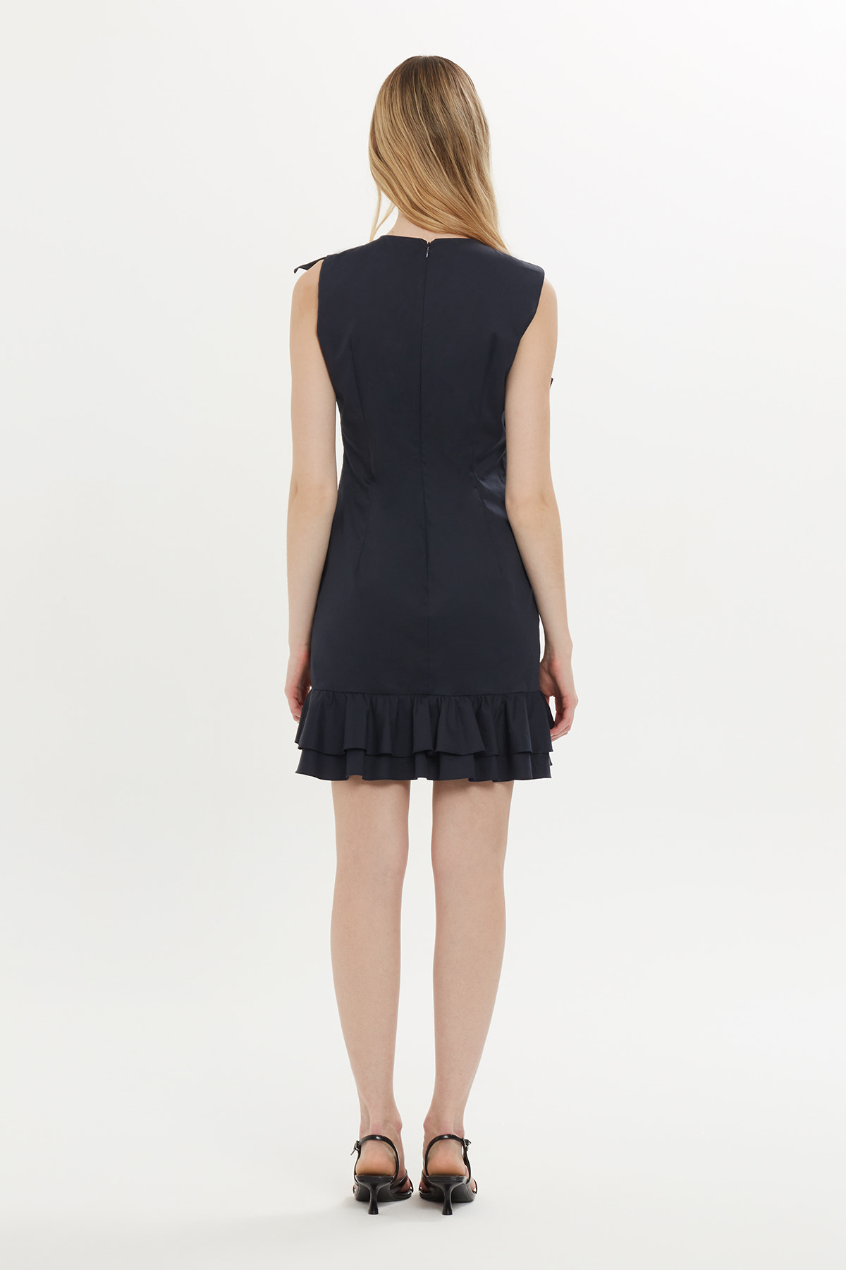 Volan Detaylı Mini Elbise