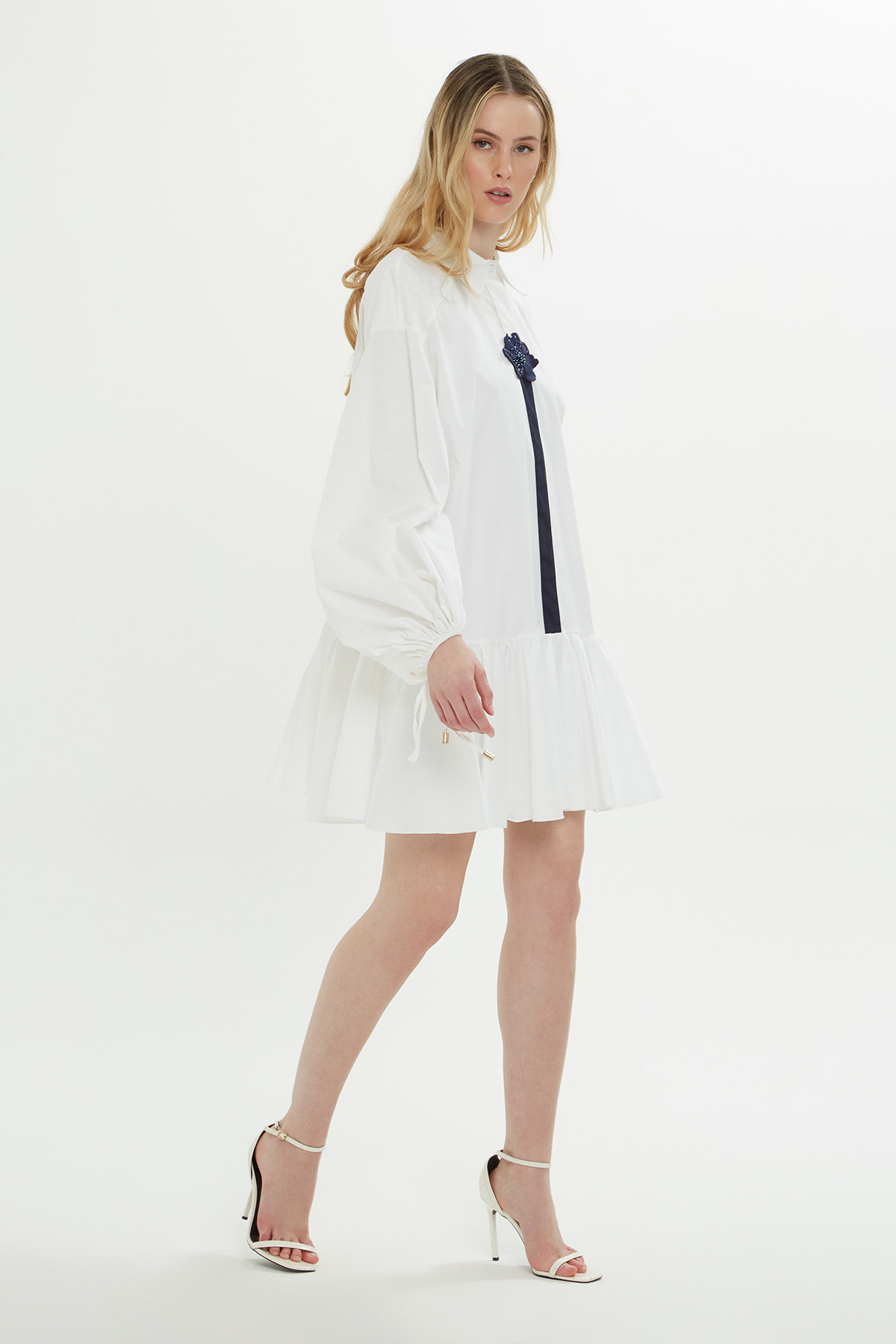 İşlemeli Gömlek Mini Elbise