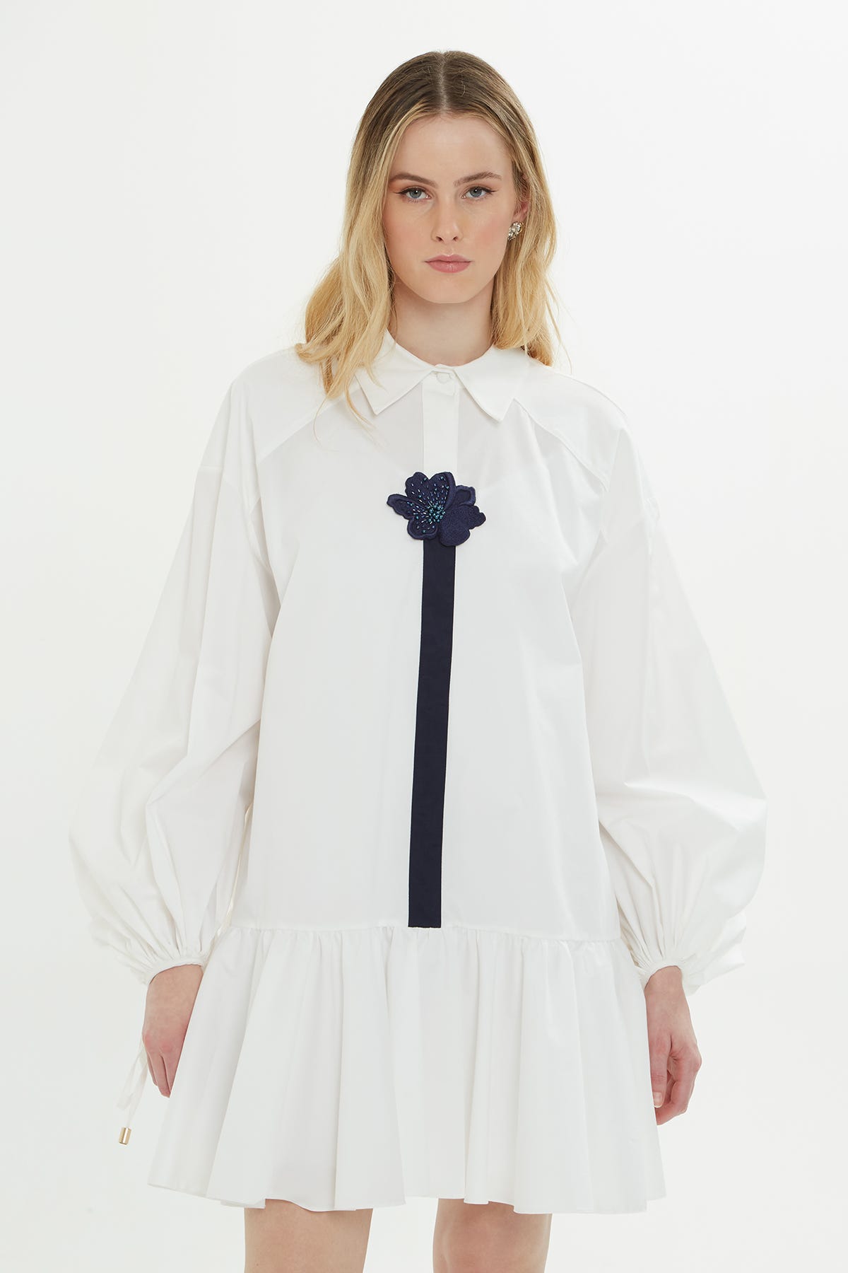 İşlemeli Gömlek Mini Elbise