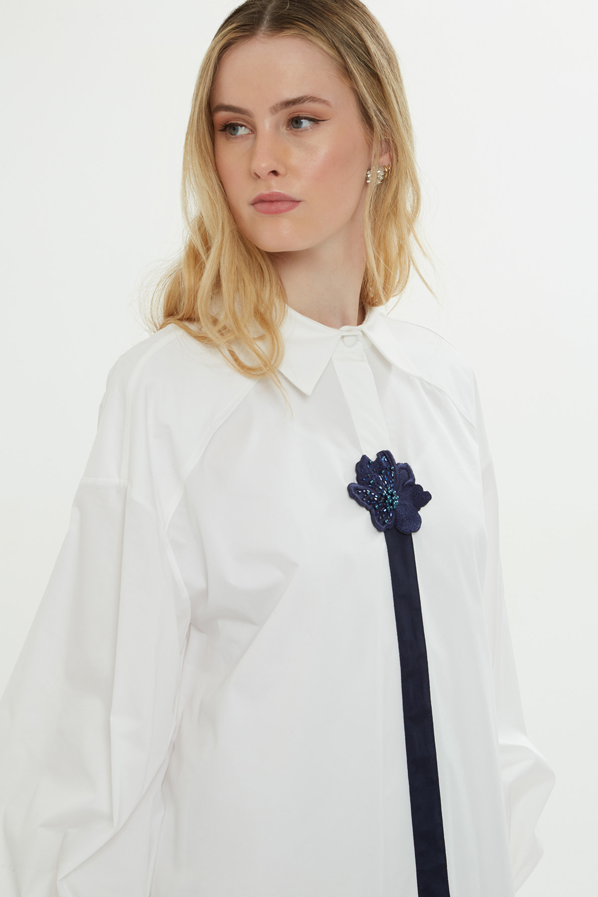 İşlemeli Gömlek Mini Elbise