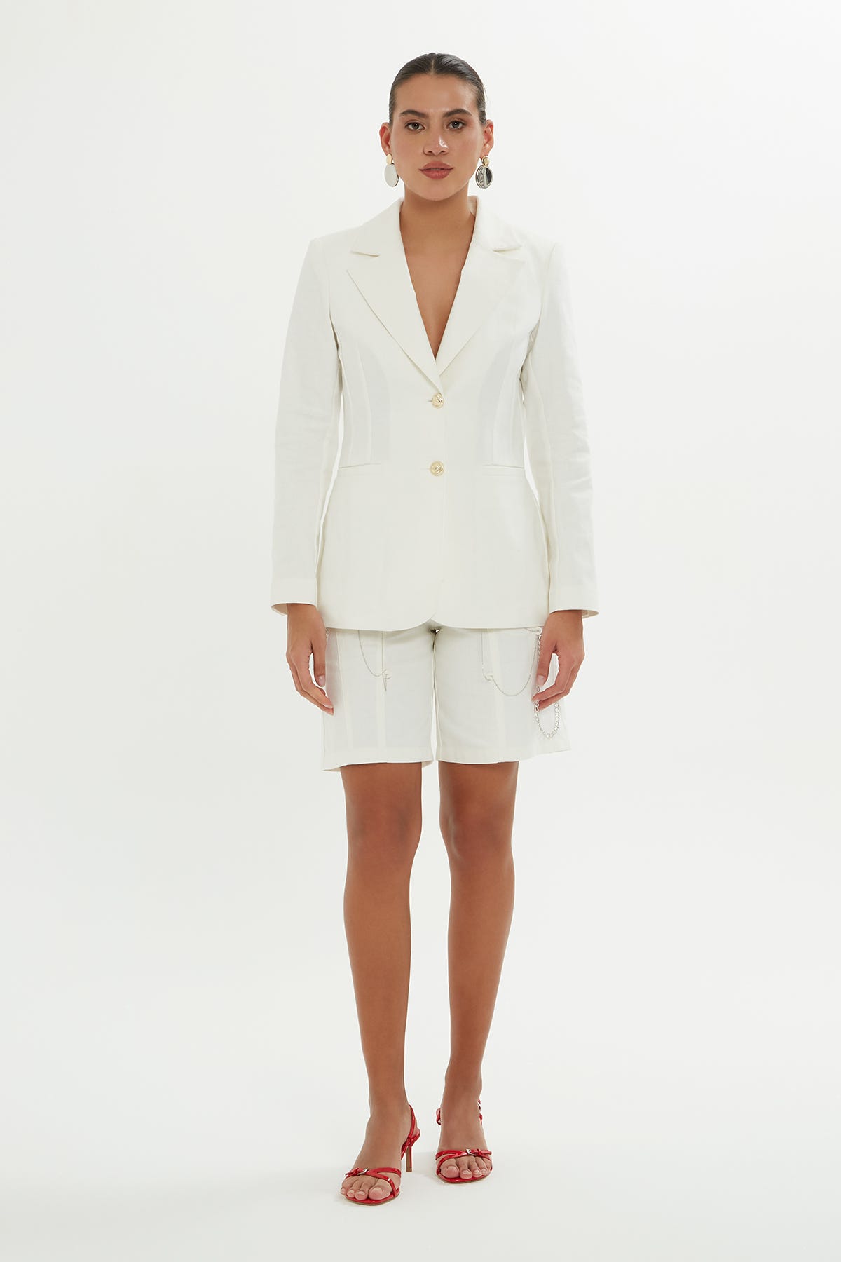 Düğmeli Kruvaze Ceket