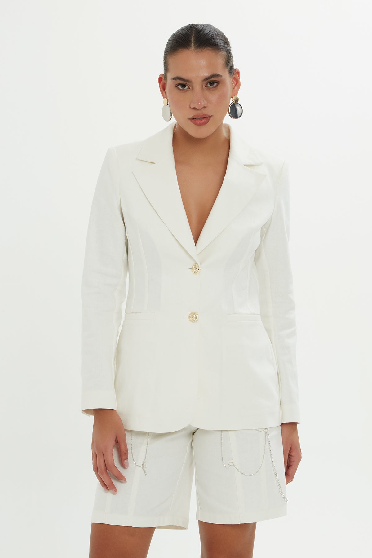 Düğmeli Kruvaze Ceket