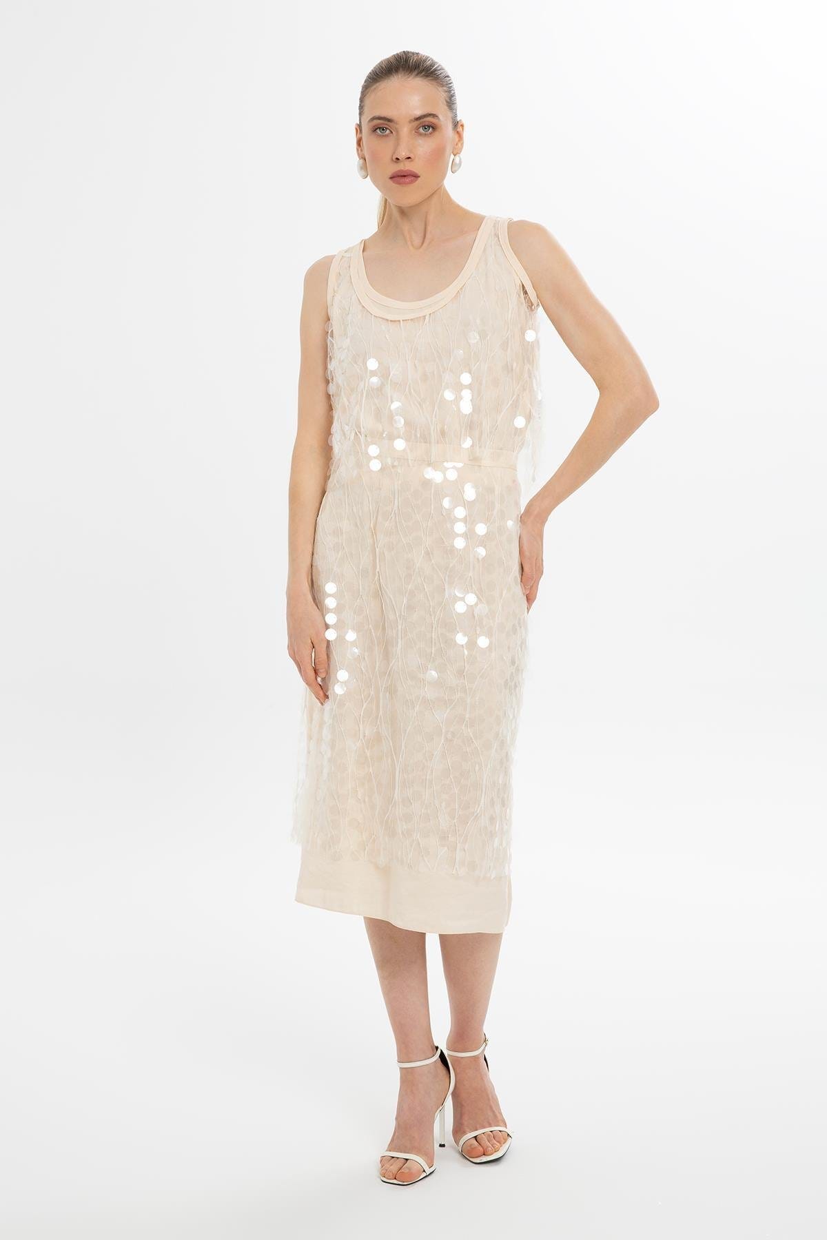 Payetli Kolsuz Kemik Bluz