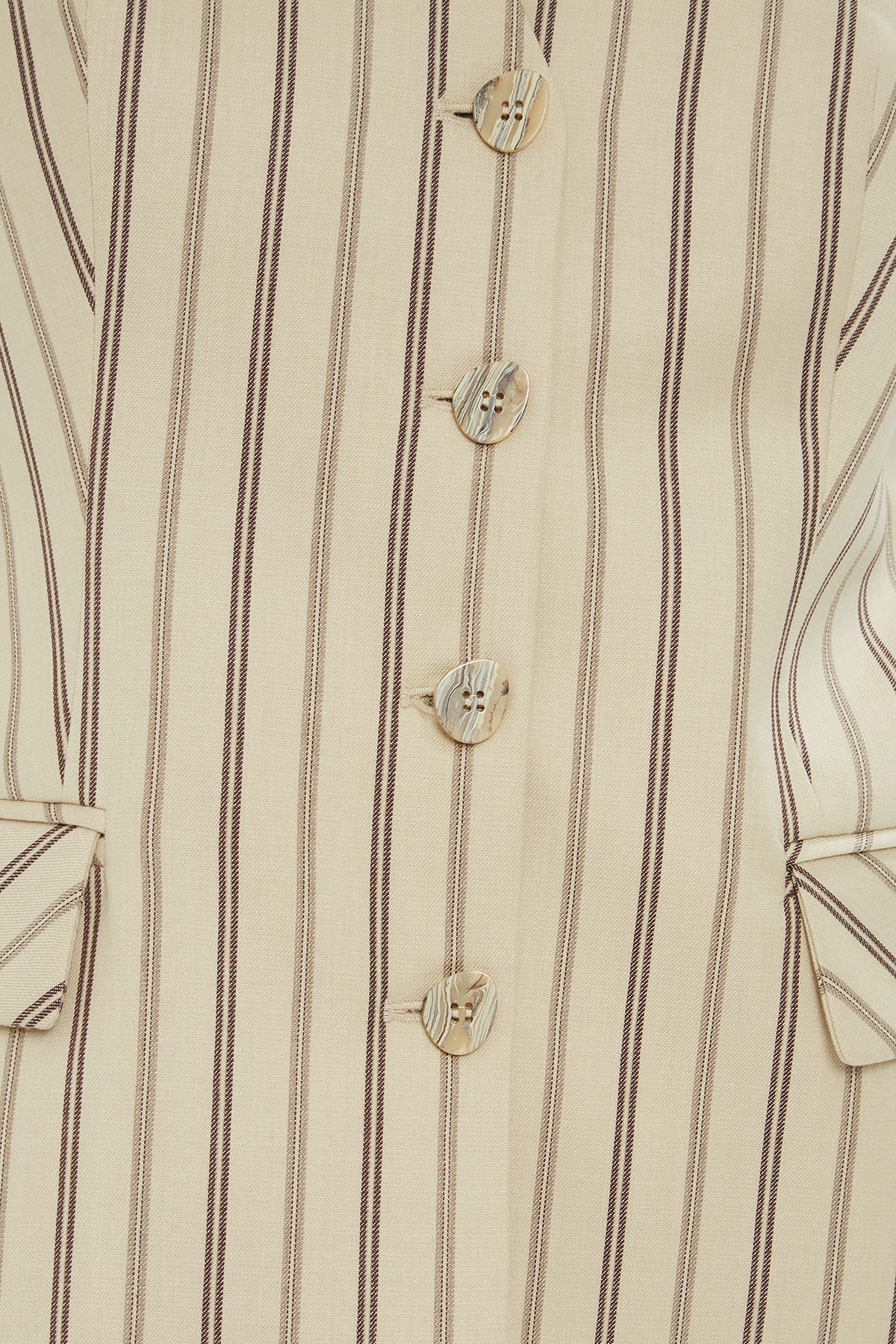 Yelekli Ve Palazzo Pantolonlu Çizgili Takım