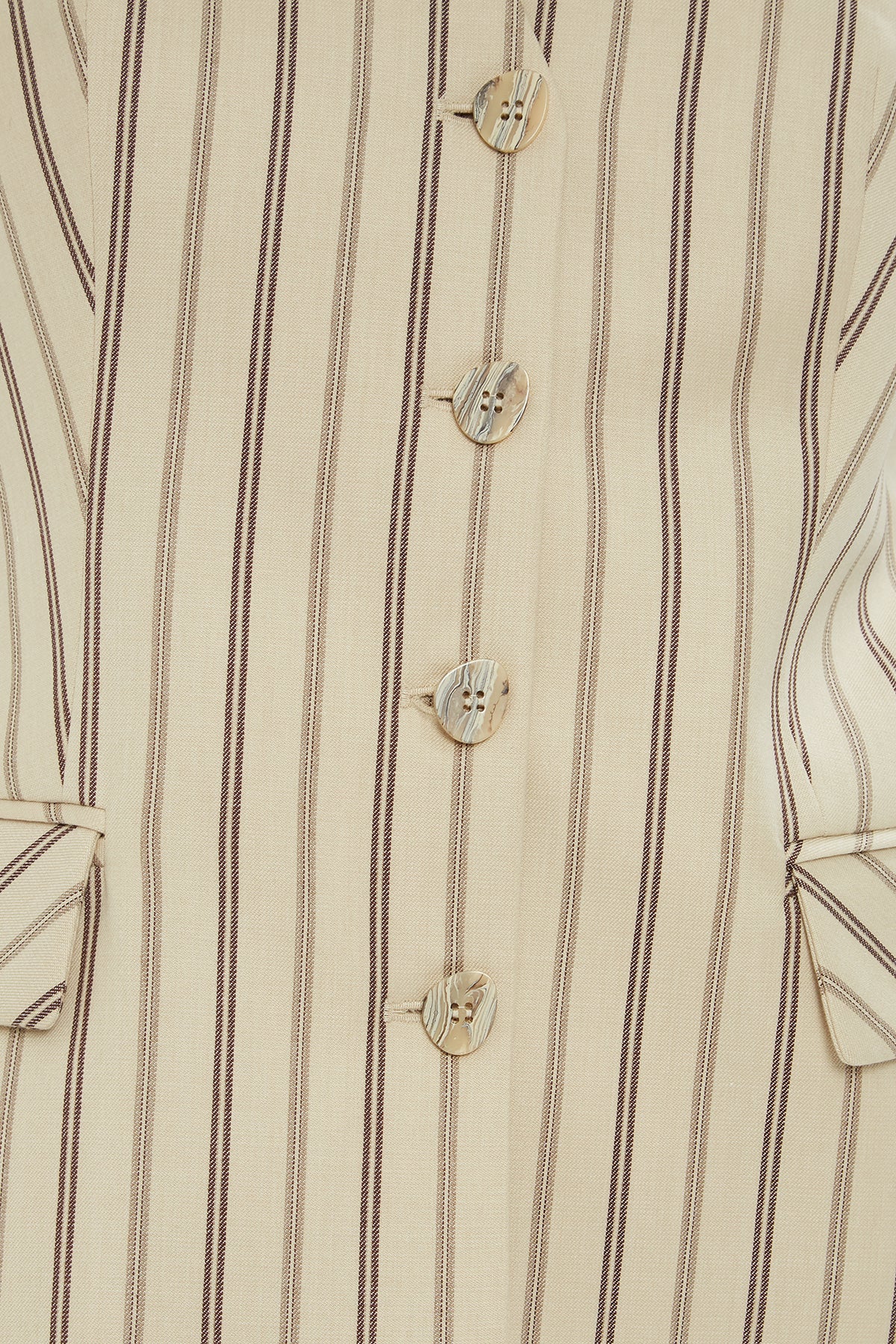 Yelekli Ve Palazzo Pantolonlu Çizgili Takım