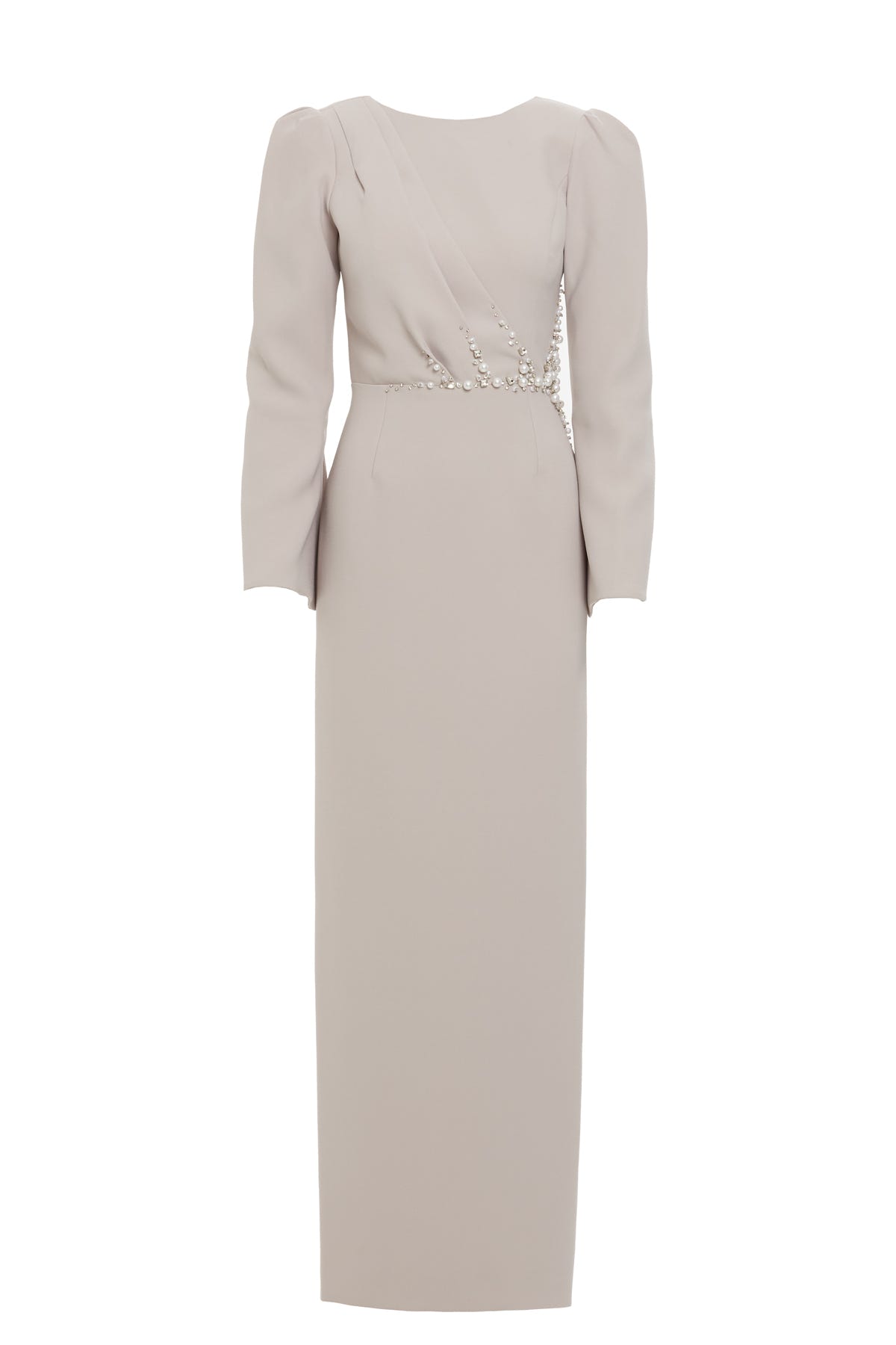 Sırt Detaylı İşlemeli Uzun Elbise