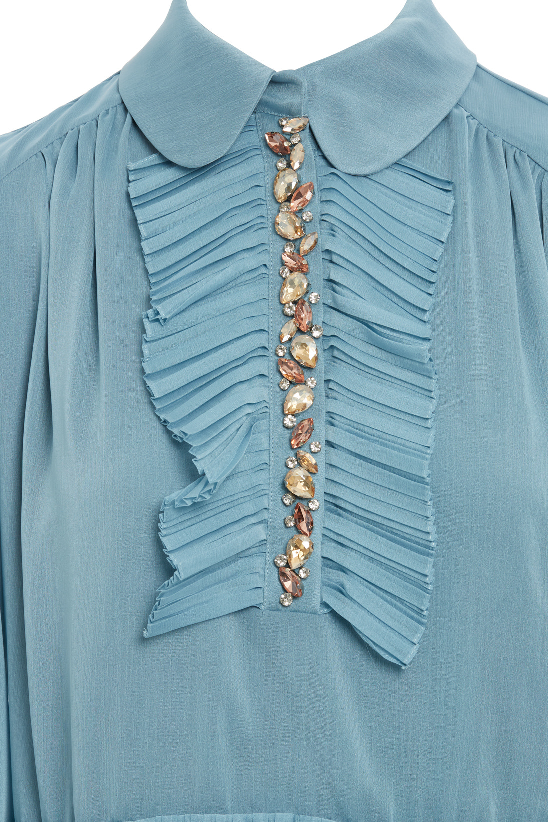 Gömlek Yakalı Pliseli Uzun Elbise