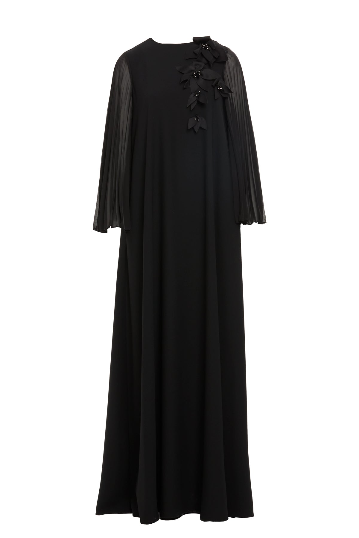 Çiçek Detaylı Uzun Elbise