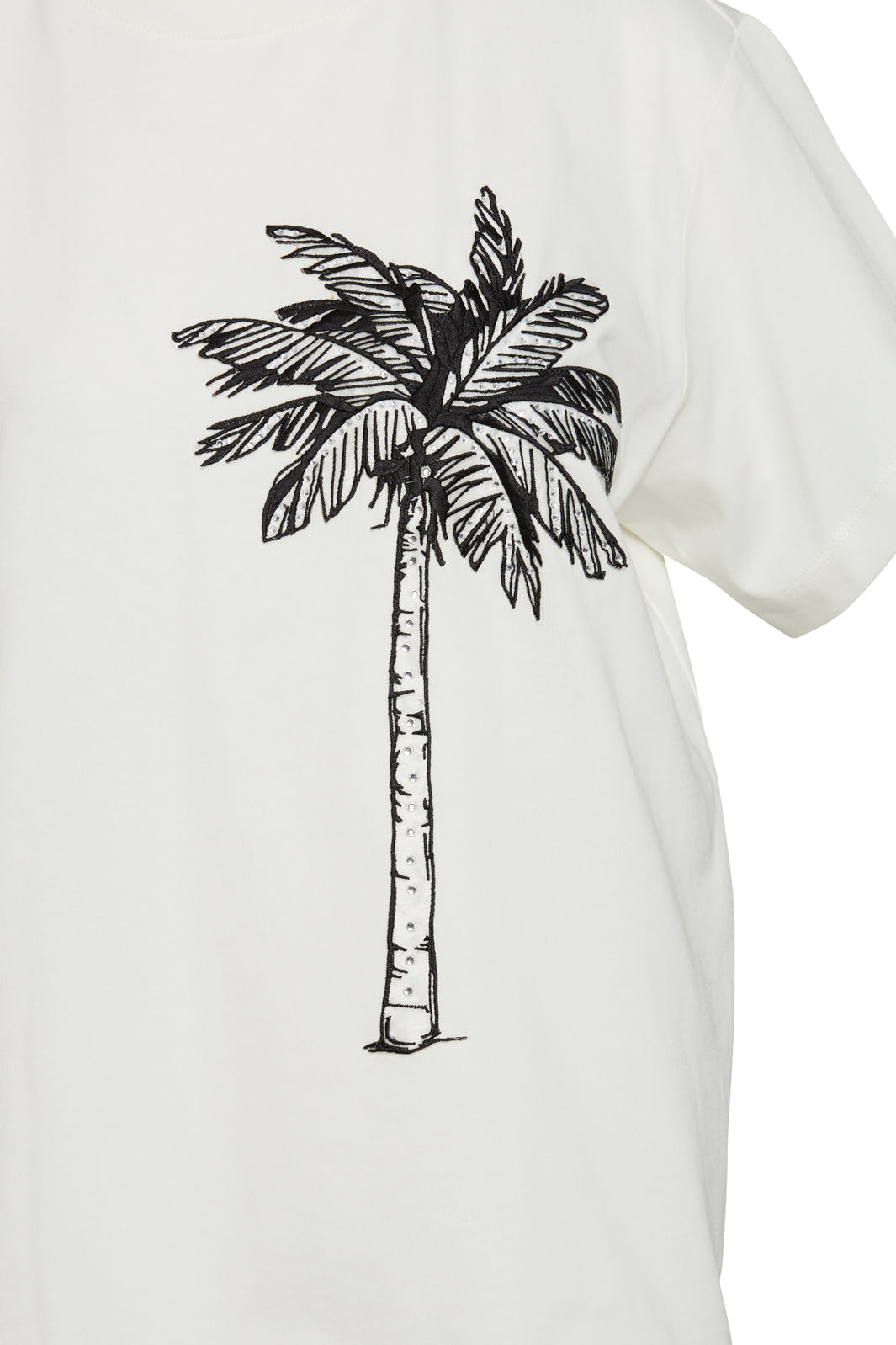 Parlak Taşlı Ekru T-shirt