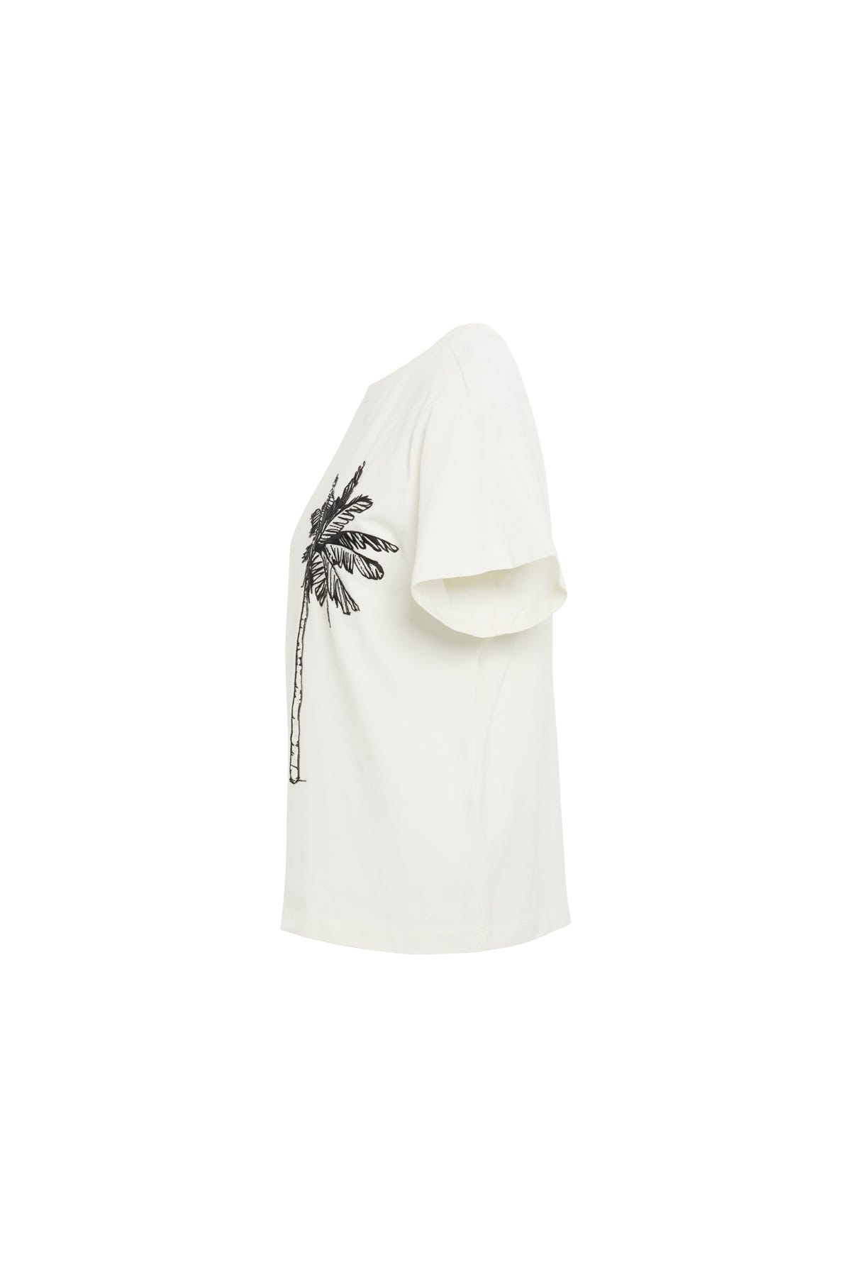 Parlak Taşlı Ekru T-shirt