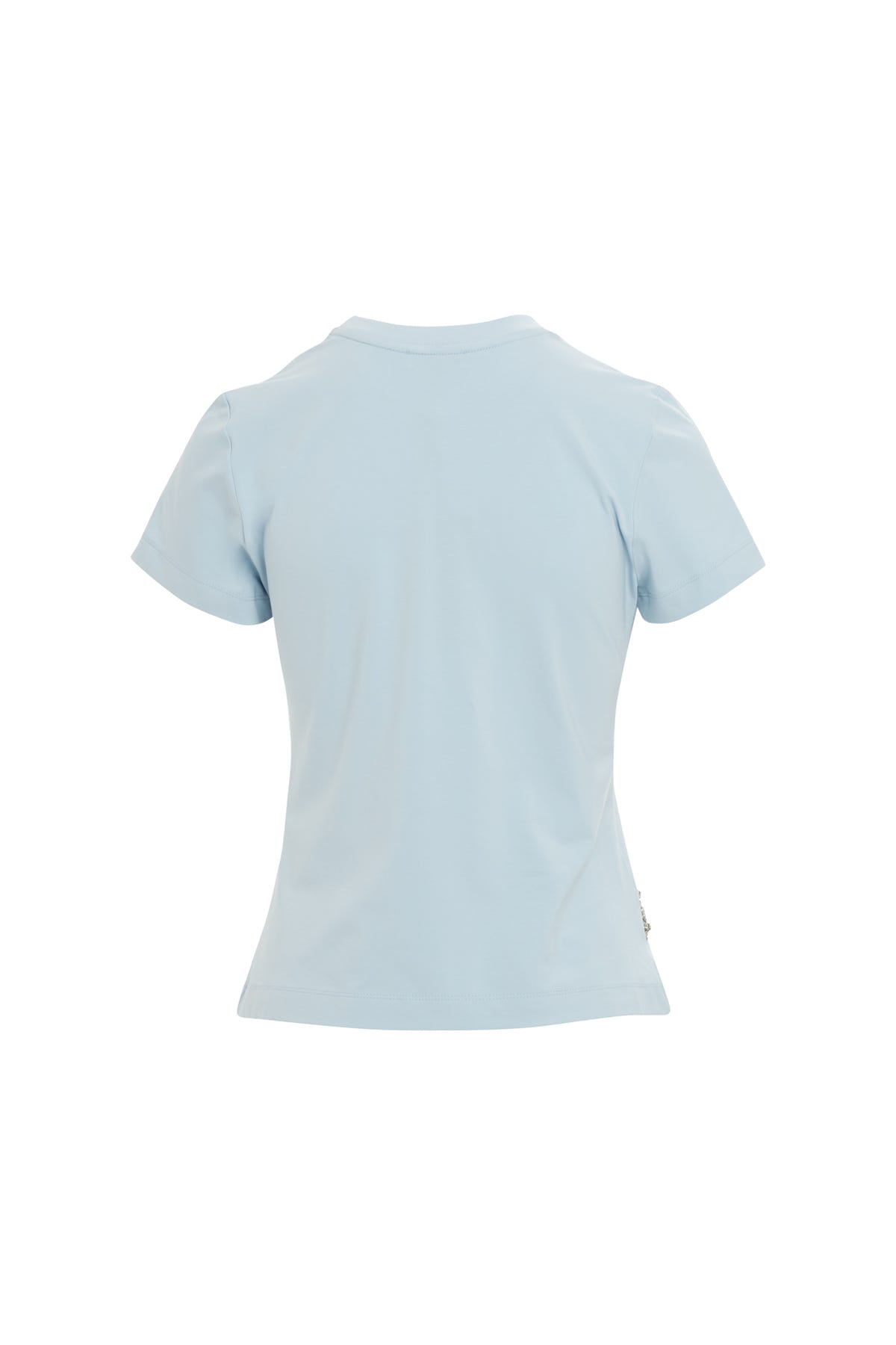 Taş İşlemeli Büzgülü Mavi T-shirt