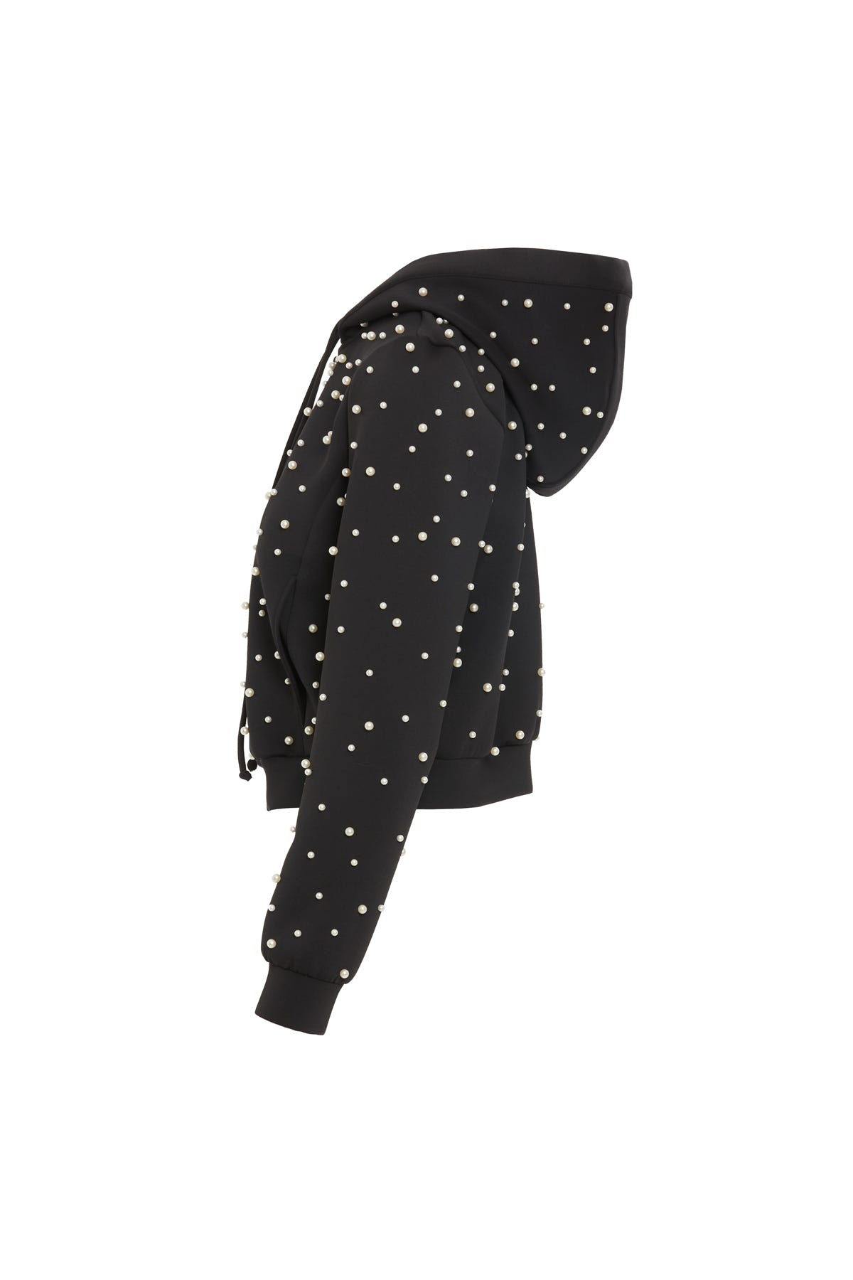 Kapüşonlu Kısa Siyah Sweatshirt