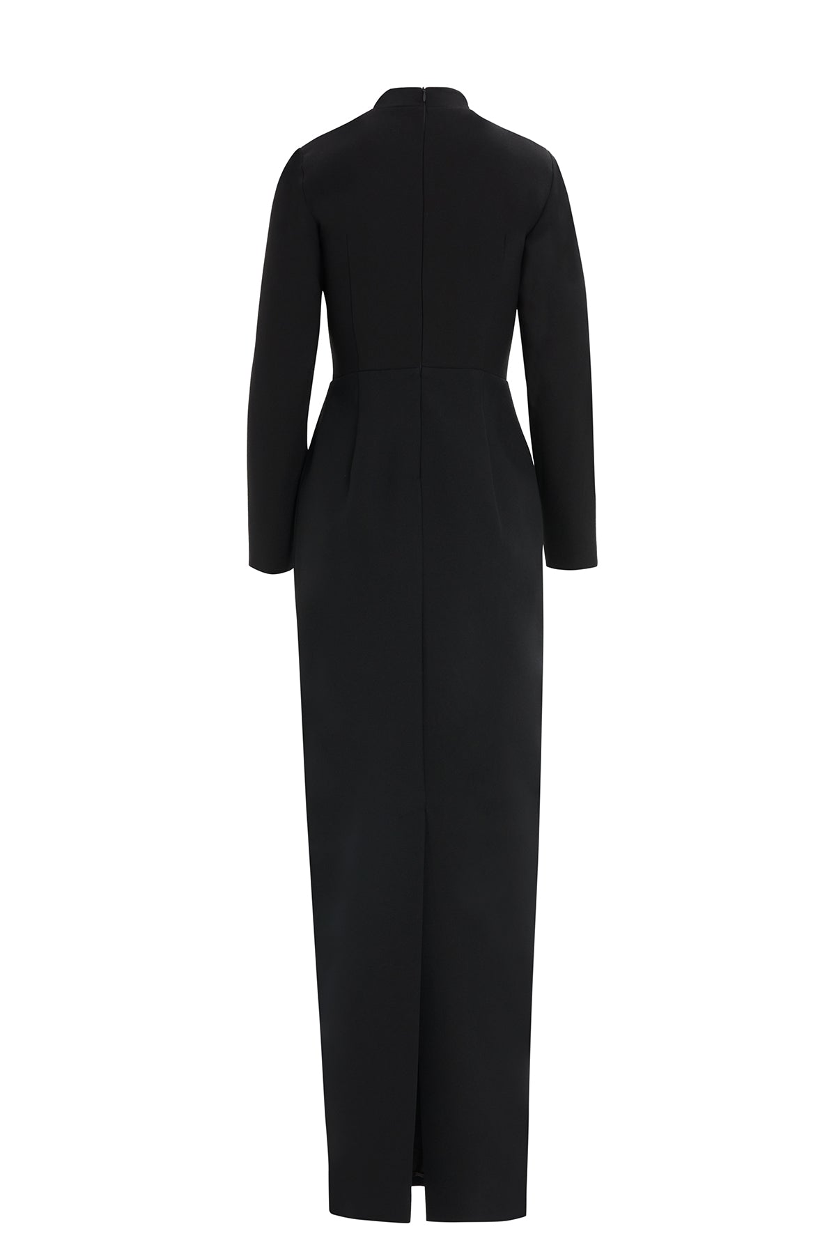 Yakası İşleme Detaylı V Yaka Uzun Kollu Uzun Elbise