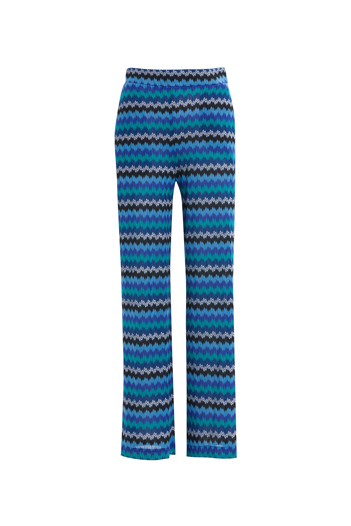 Asimetrik Detaylı Saks Bol Paça Pantolon