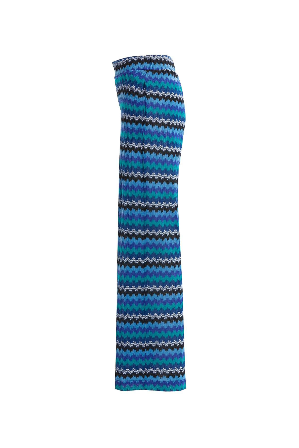 Asimetrik Detaylı Saks Bol Paça Pantolon