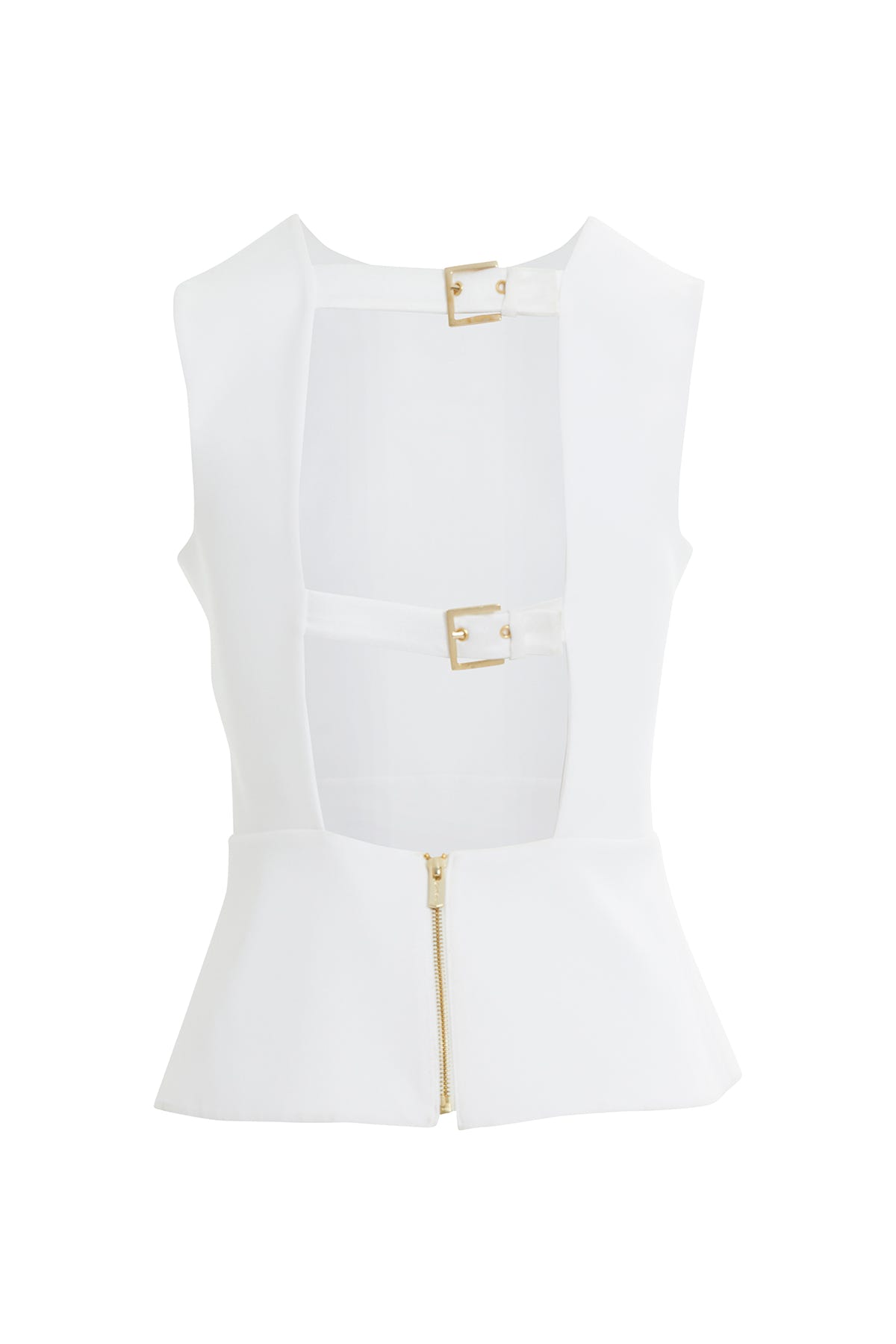 Tokalı Pencereli Kolsuz Bluz