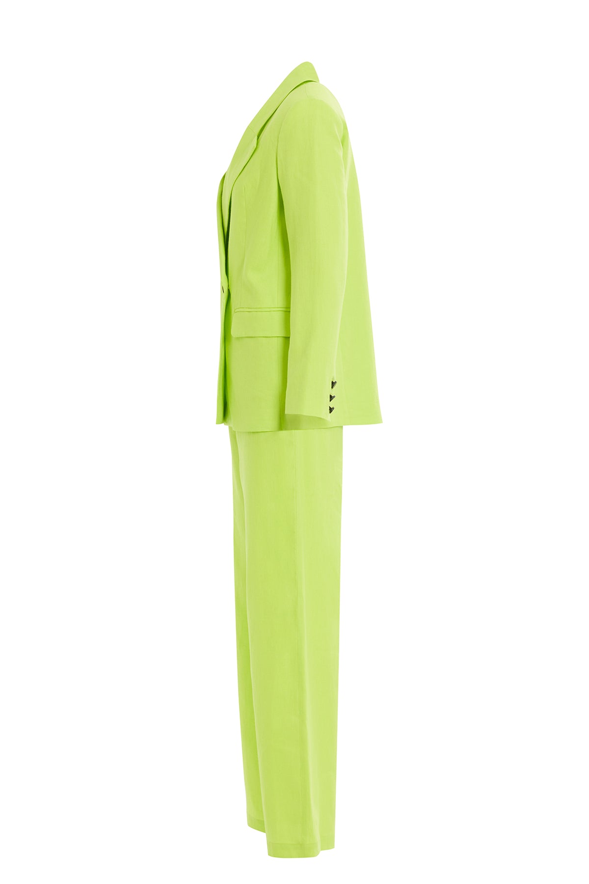 Kontrast Düğme Detaylı Ceket Ve Palazzo Pantolonlu Takım