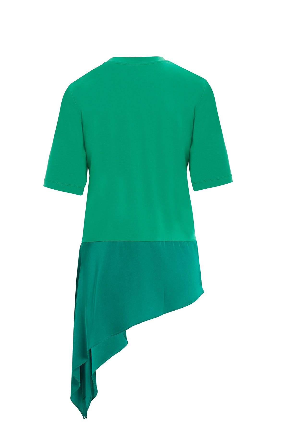 Saten Kumaş Garnili Örme T-Shirt