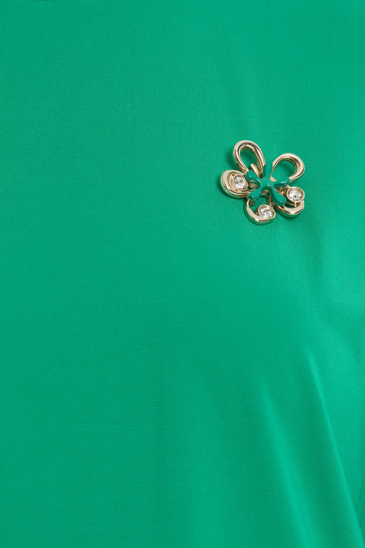 Saten Kumaş Garnili Örme T-Shirt