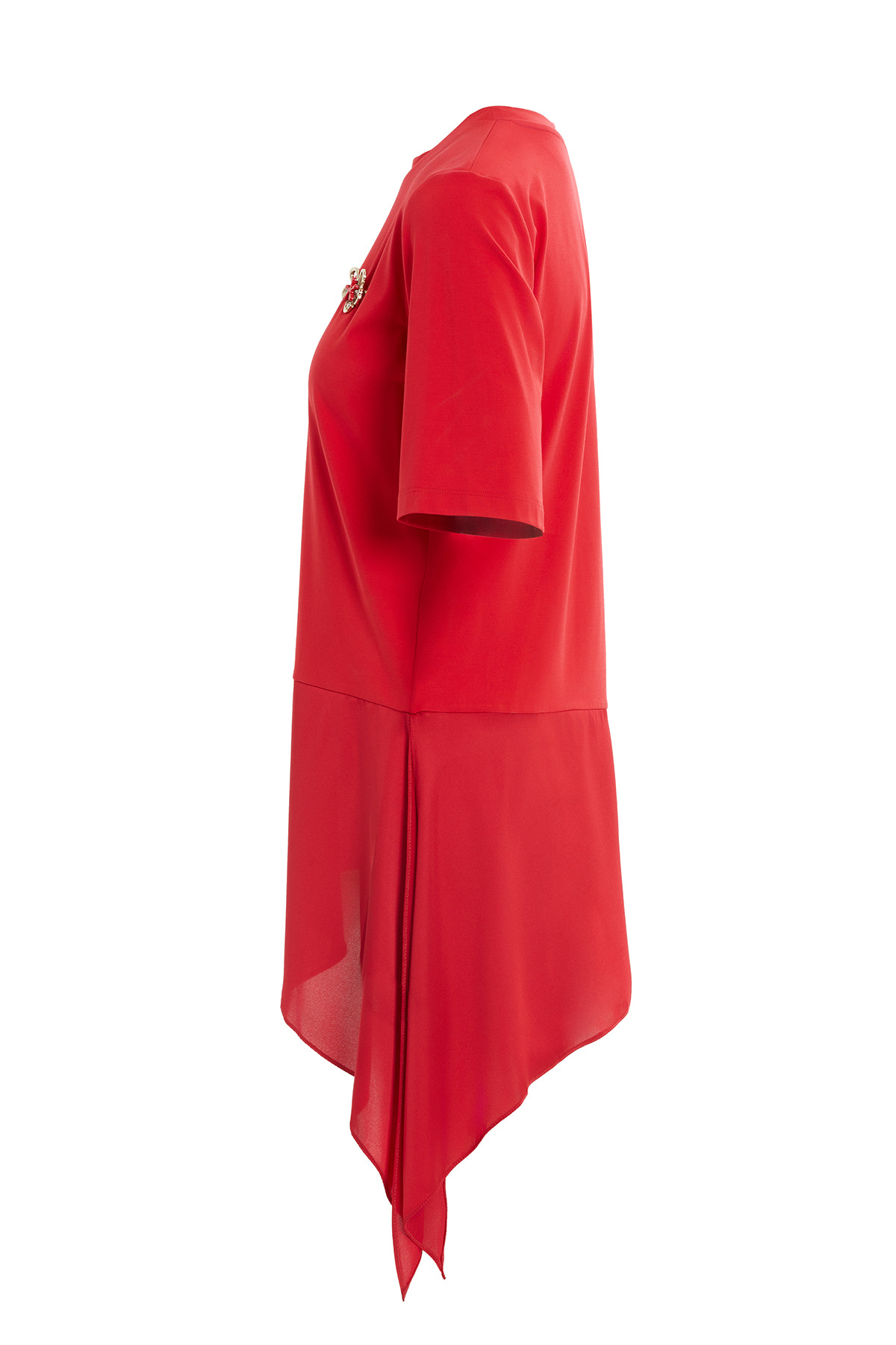 Saten Kumaş Garnili Örme T-Shirt