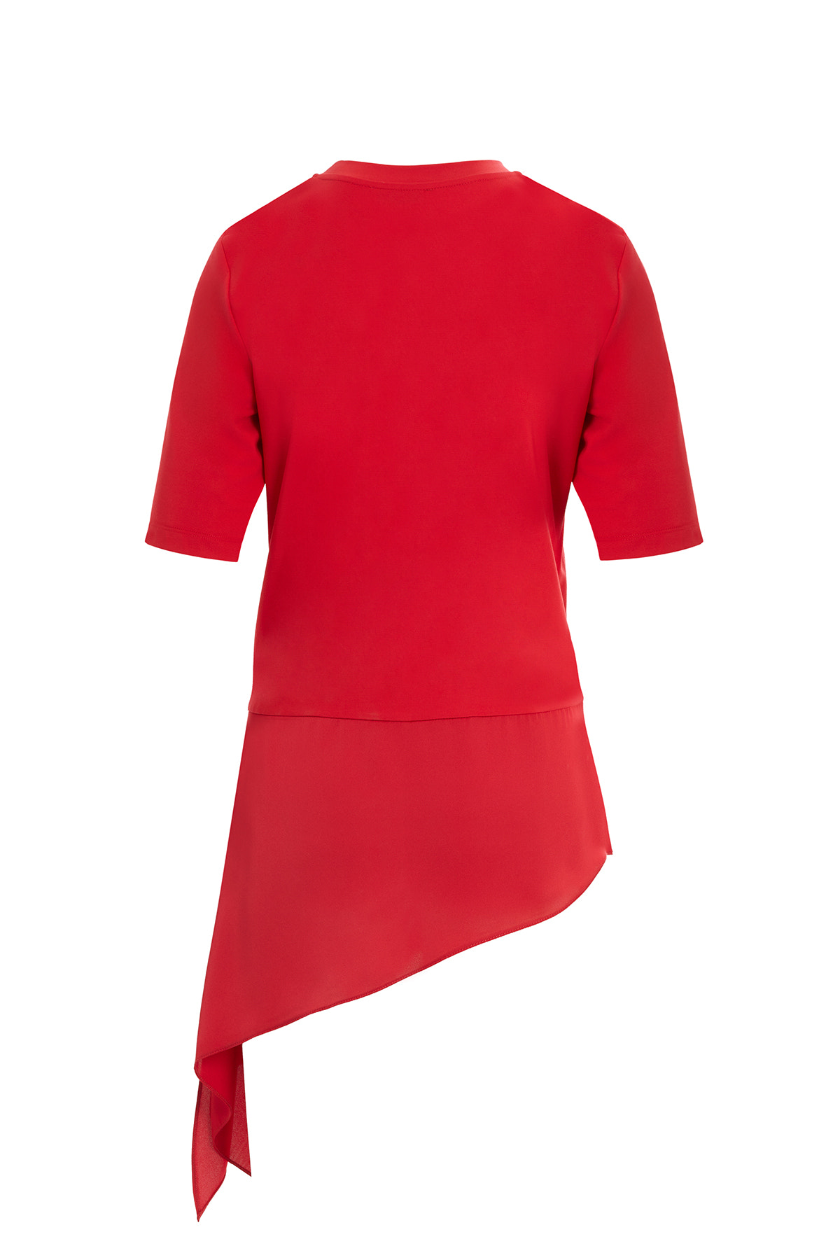 Saten Kumaş Garnili Örme T-Shirt