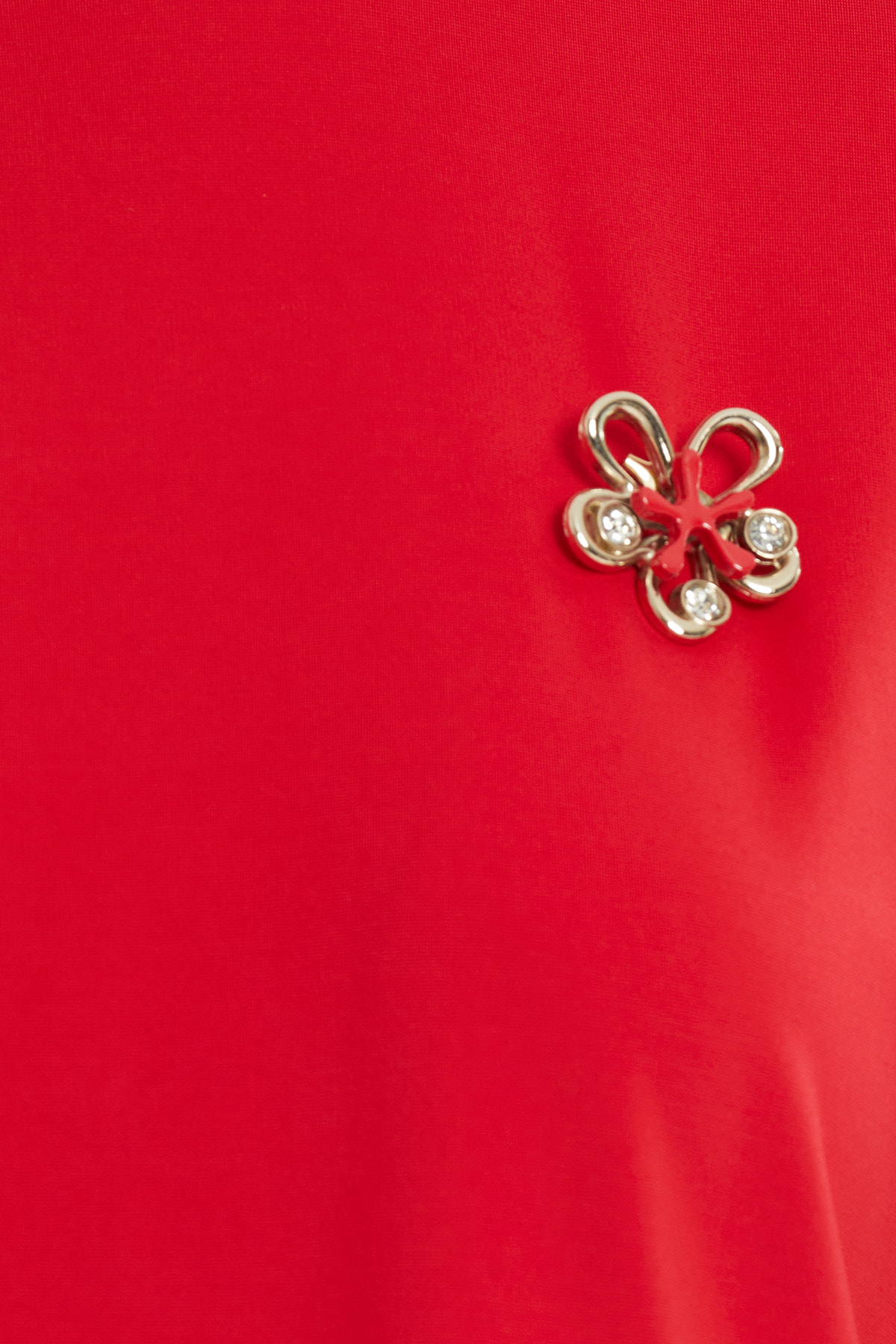 Saten Kumaş Garnili Örme T-Shirt