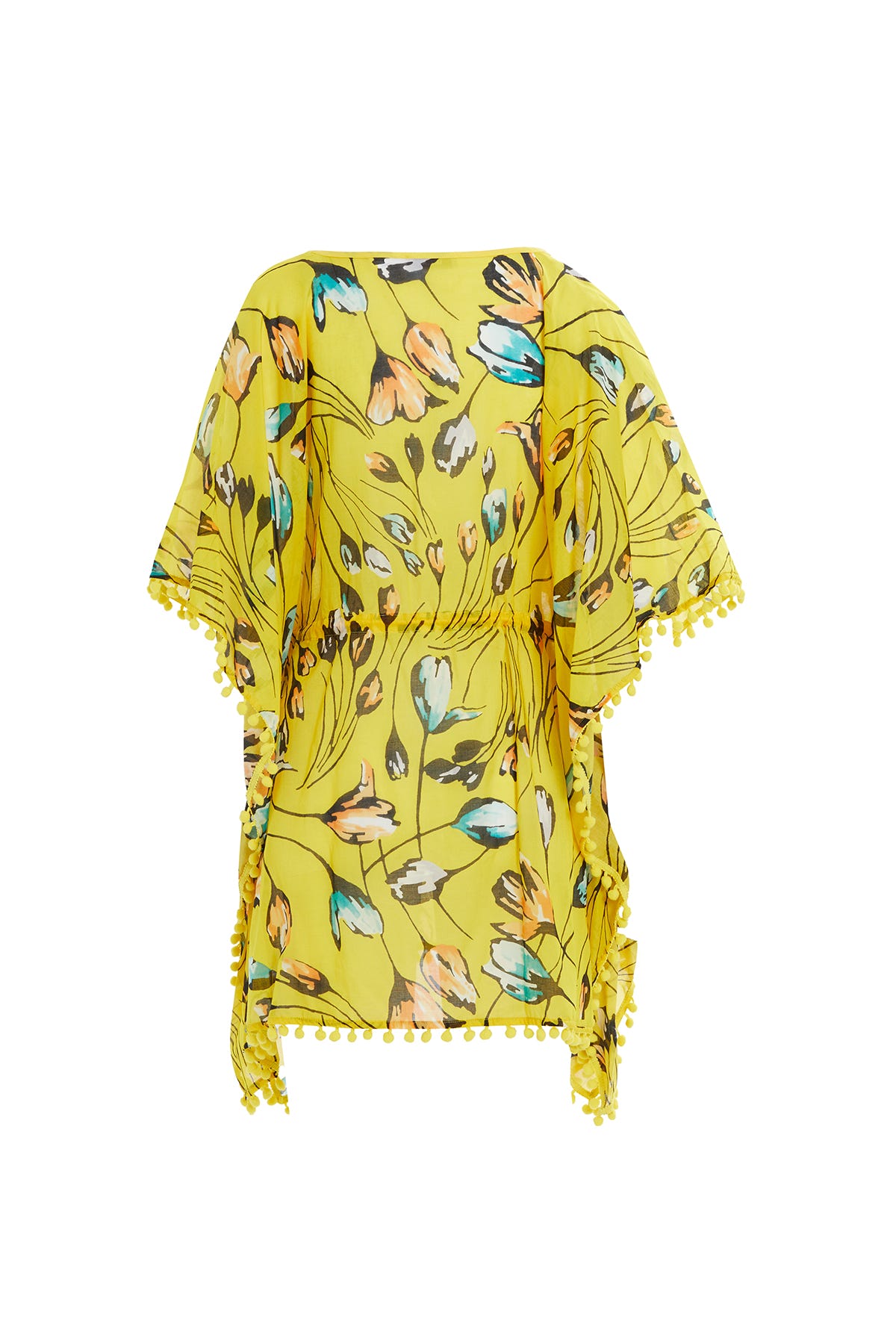 Ponpon Detaylı Beli Büzgülü Kadın Plajlık Bluz