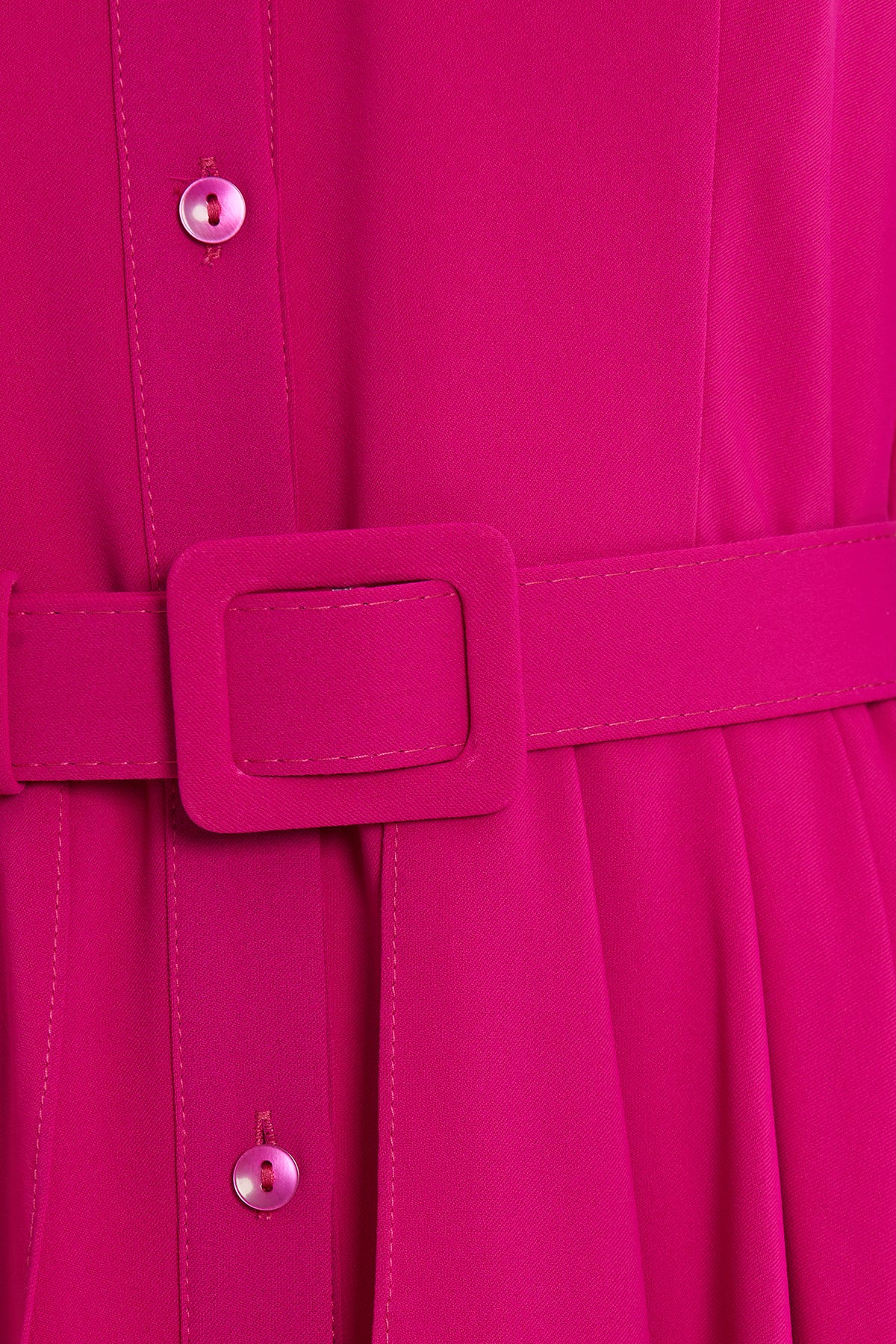 Kemer Detaylı Asimetrik Gömlek Midi Elbise